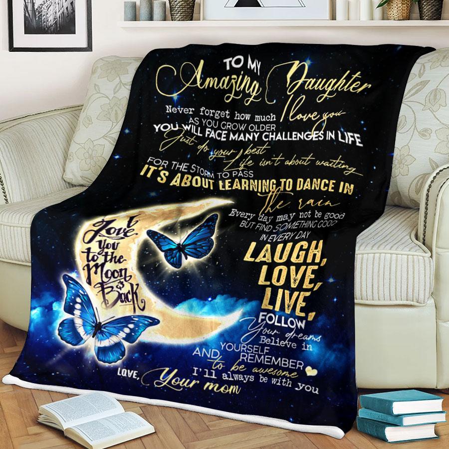 Custom Blanket To My Amazing Daughter Blanket - Gift For Daughter - Fleece Blanket-A Loves Gift
