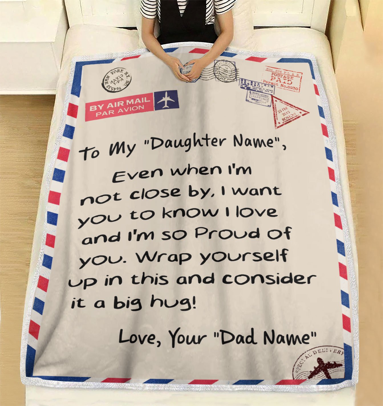 Custom Blanket Letter Personalized Name Dad To My Daughter Blanket - Gift For Daughter-A Loves Gift