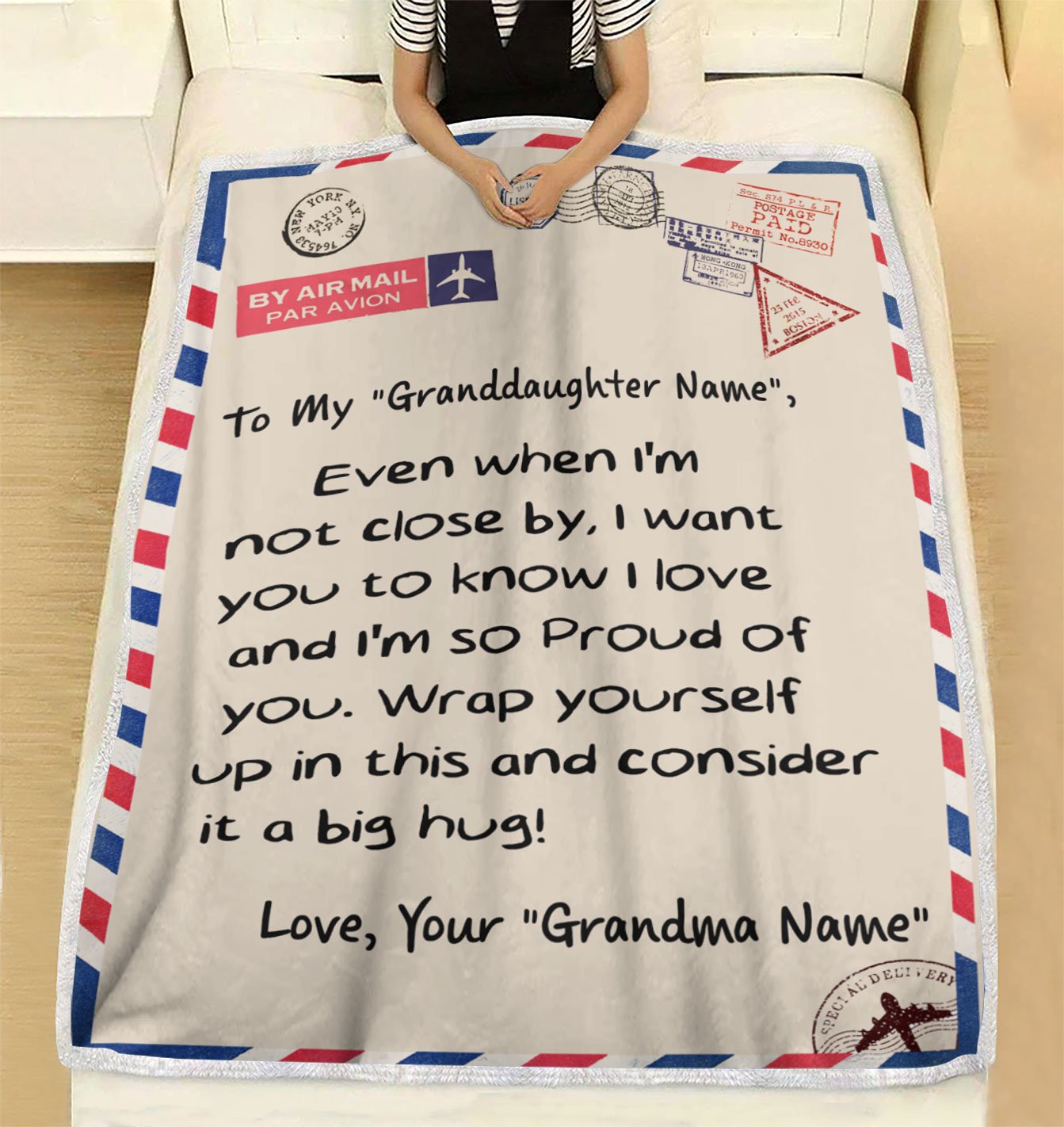 Custom Blanket Letter Personalized Name Grandma To My Granddaughter Blanket - Gift For Granddaughter-A Loves Gift