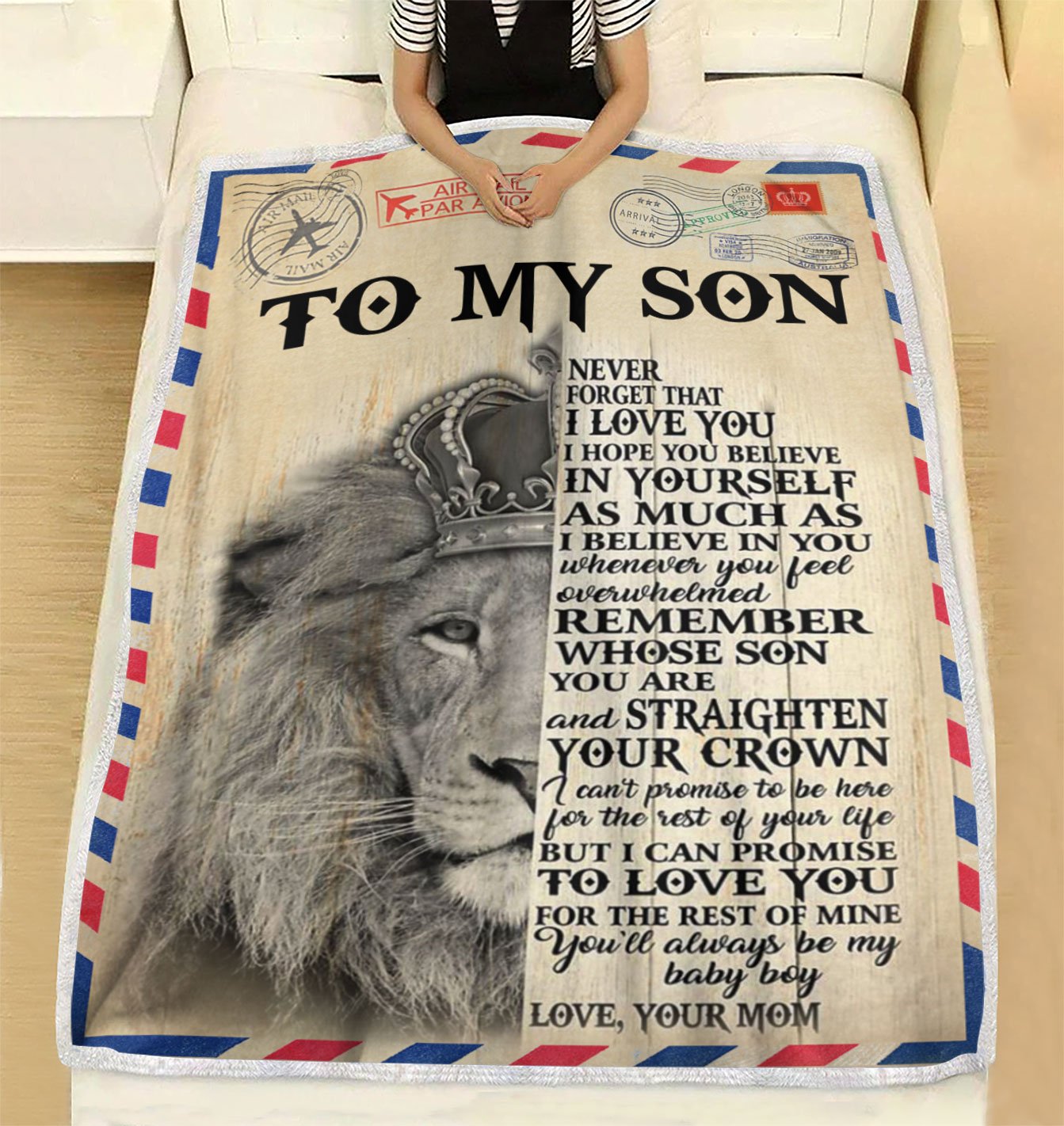 Custom Blanket Personalized Name Letter Lion To My Son Blanket - Gift For Son-A Loves Gift