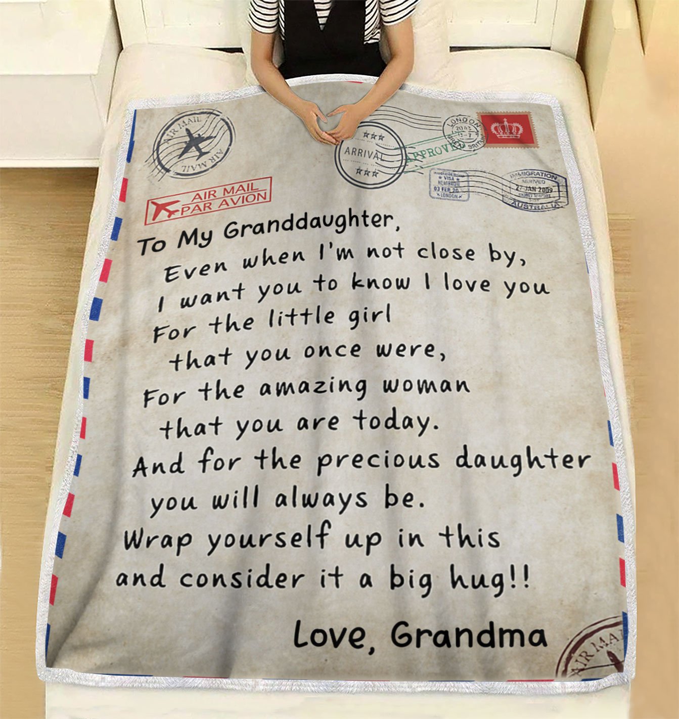 Custom Blanket Personalized Name Letter Grandma To My Granddaughter Blanket - Gift For Granddaughter-A Loves Gift