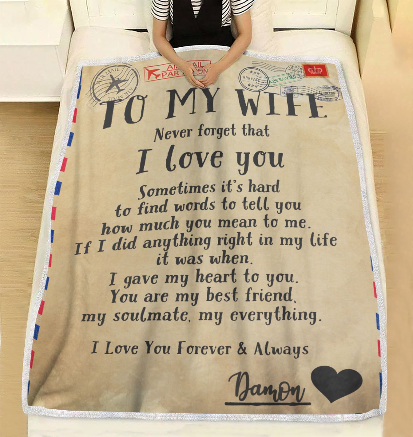 Custom Blanket Personalized Name Letter To My Wife Blanket - Gift For Wife-A Loves Gift