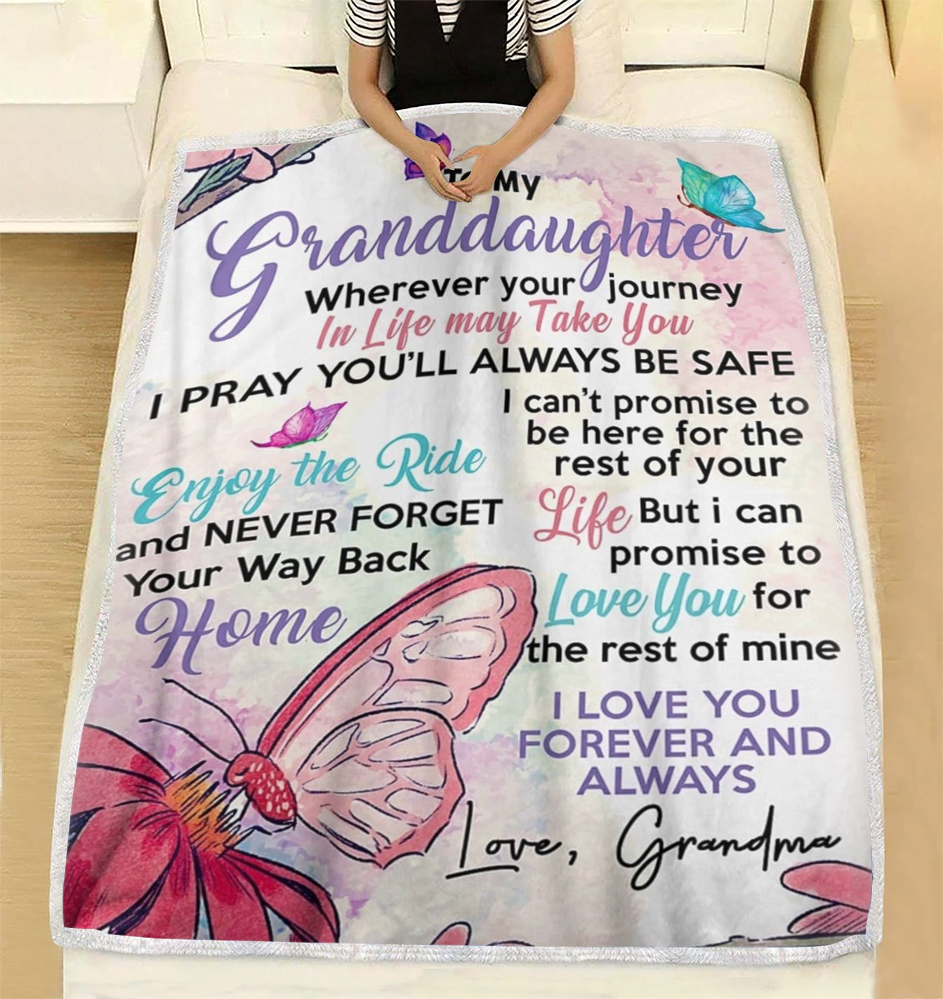 Custom Blanket To My Granddaughter Personalized Name Blankets - Fleece Blanket-A Loves Gift