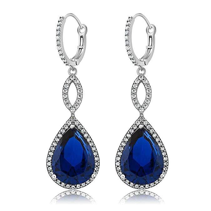 3.55 CTTW Pear Cut Gemstone Infinity Drop Earrings Made with Swarovski Elements, , Riakoob Jewelry, Riakoob Jewelry  jewelryjewelry deals, swarovski crystal jewelry, groupon jewelry,, jewelry for mom,