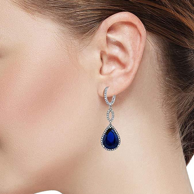 3.55 CTTW Pear Cut Gemstone Infinity Drop Earrings Made with Swarovski Elements, , Riakoob Jewelry, Riakoob Jewelry  jewelryjewelry deals, swarovski crystal jewelry, groupon jewelry,, jewelry for mom,