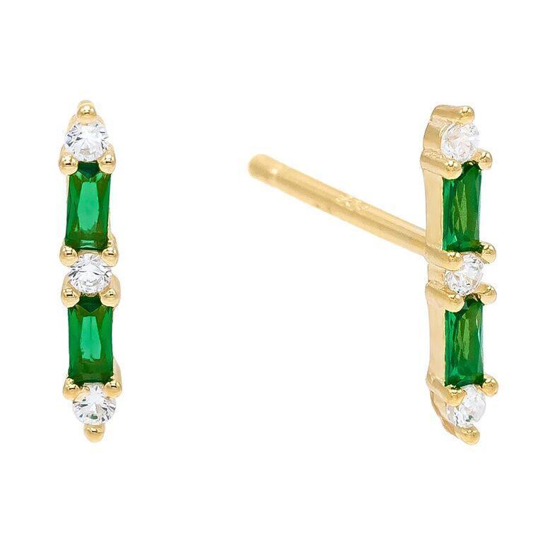 Emerald Baugette Trendy Kim Stud Earring Embellished with Swarovski Crystals in Goldtone, Earring, Riakoob Jewelry, Riakoob Jewelry  jewelryjewelry deals, swarovski crystal jewelry, groupon jewelry,, jewelry for mom,