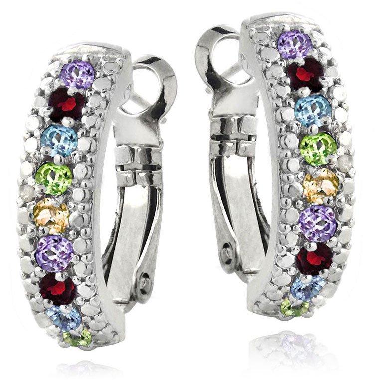 5.55 CTTW Gemstone Lining Earrings in Silvertone- Five Options, , Riakoob Jewelry, Riakoob Jewelry  jewelryjewelry deals, swarovski crystal jewelry, groupon jewelry,, jewelry for mom,