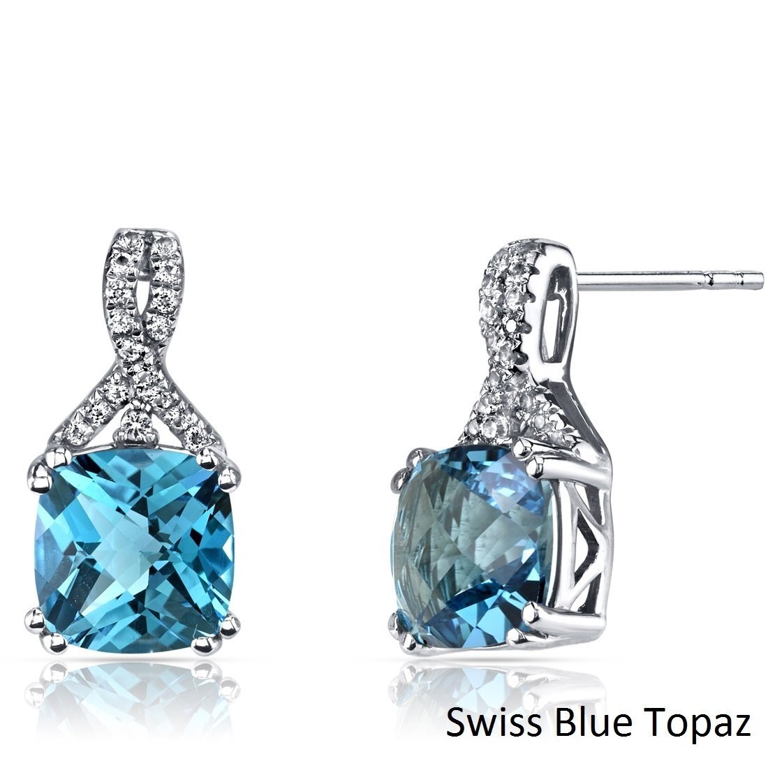 5.55 CTTW Asscher Cut Gemstone Pav'e Half-Infinity Stud Earrings in Silvertone Tone , , Riakoob Jewelry, Riakoob Jewelry  jewelryjewelry deals, swarovski crystal jewelry, groupon jewelry,, jewelry for mom,