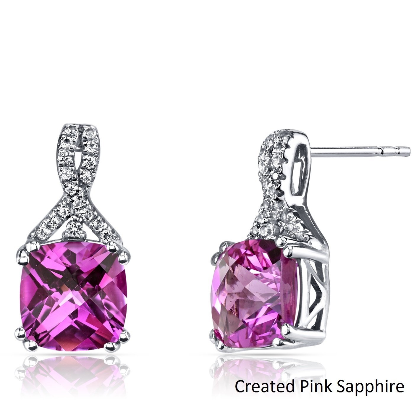 2.00 CT Cushion Cut Pink Tourmaline Stud Earring in  Silvertone, Earring, Riakoob Jewelry, Riakoob Jewelry  jewelryjewelry deals, swarovski crystal jewelry, groupon jewelry,, jewelry for mom,