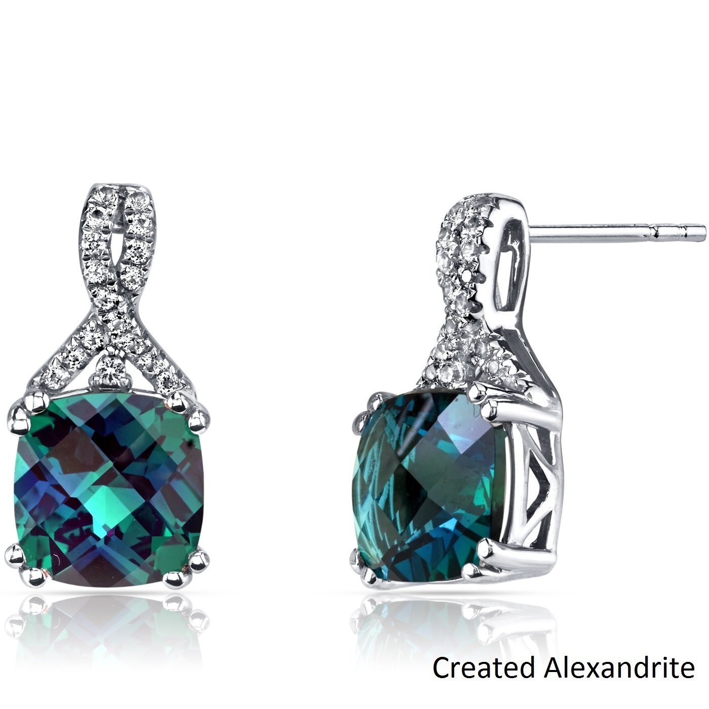 5.55 CTTW Asscher Cut Gemstone Pav'e Half-Infinity Stud Earrings in Silvertone Tone , , Riakoob Jewelry, Riakoob Jewelry  jewelryjewelry deals, swarovski crystal jewelry, groupon jewelry,, jewelry for mom,