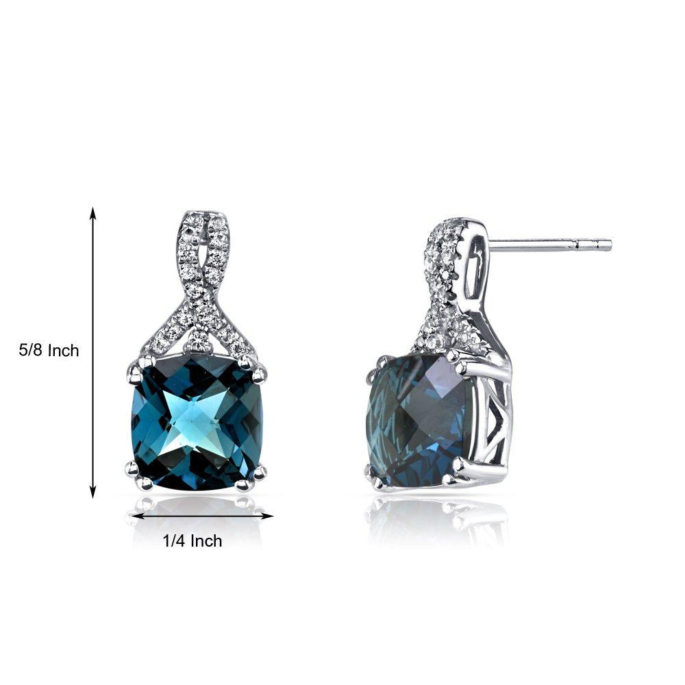 2.00 CT Cushion Cut London Blue Topaz Stud Earring in  Silvertone, Earring, Riakoob Jewelry, Riakoob Jewelry  jewelryjewelry deals, swarovski crystal jewelry, groupon jewelry,, jewelry for mom,