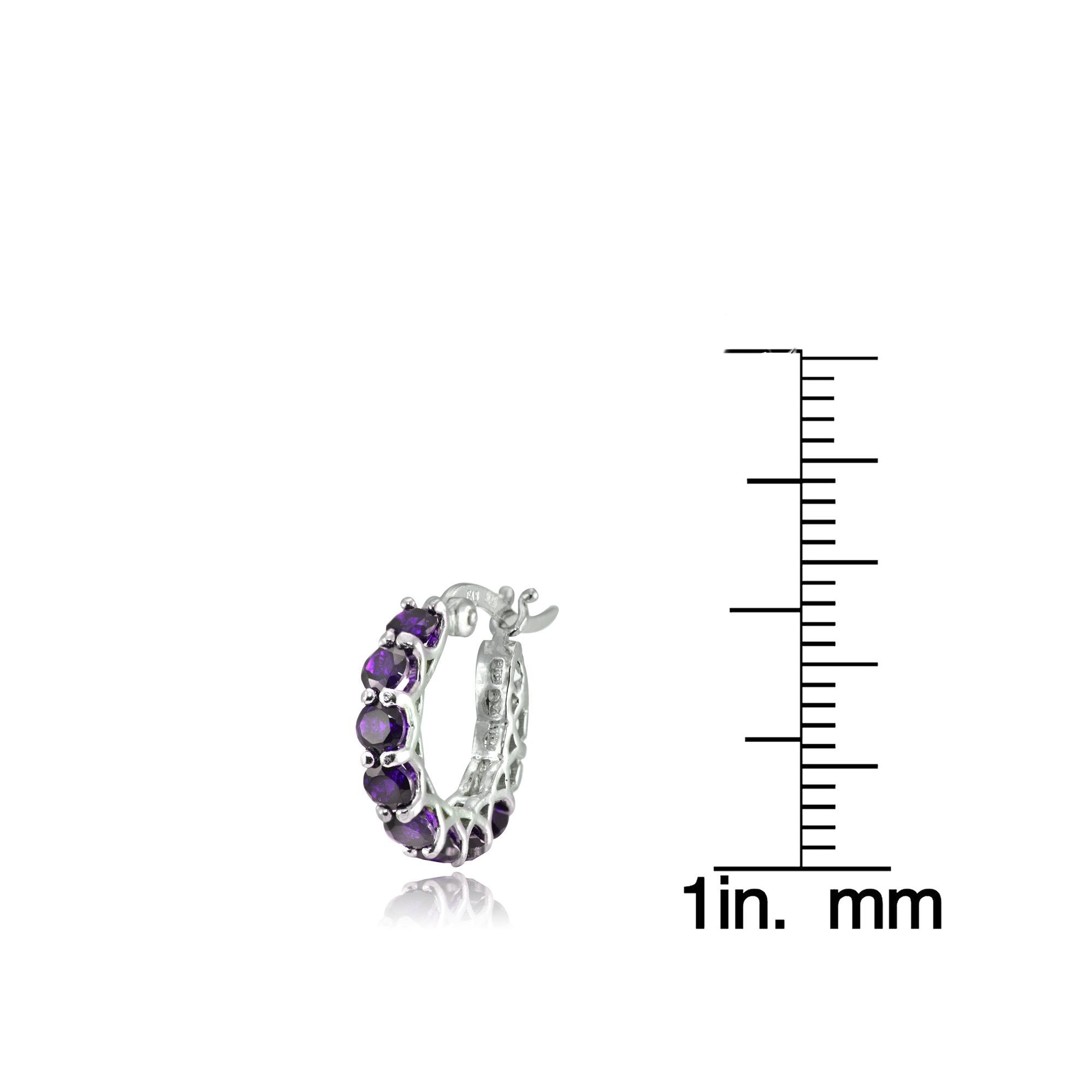 4.00 CT Amethyst Gemstone 1" French Lock Hoop Earringin  Silvertone, Earring, Riakoob Jewelry, Riakoob Jewelry  jewelryjewelry deals, swarovski crystal jewelry, groupon jewelry,, jewelry for mom,