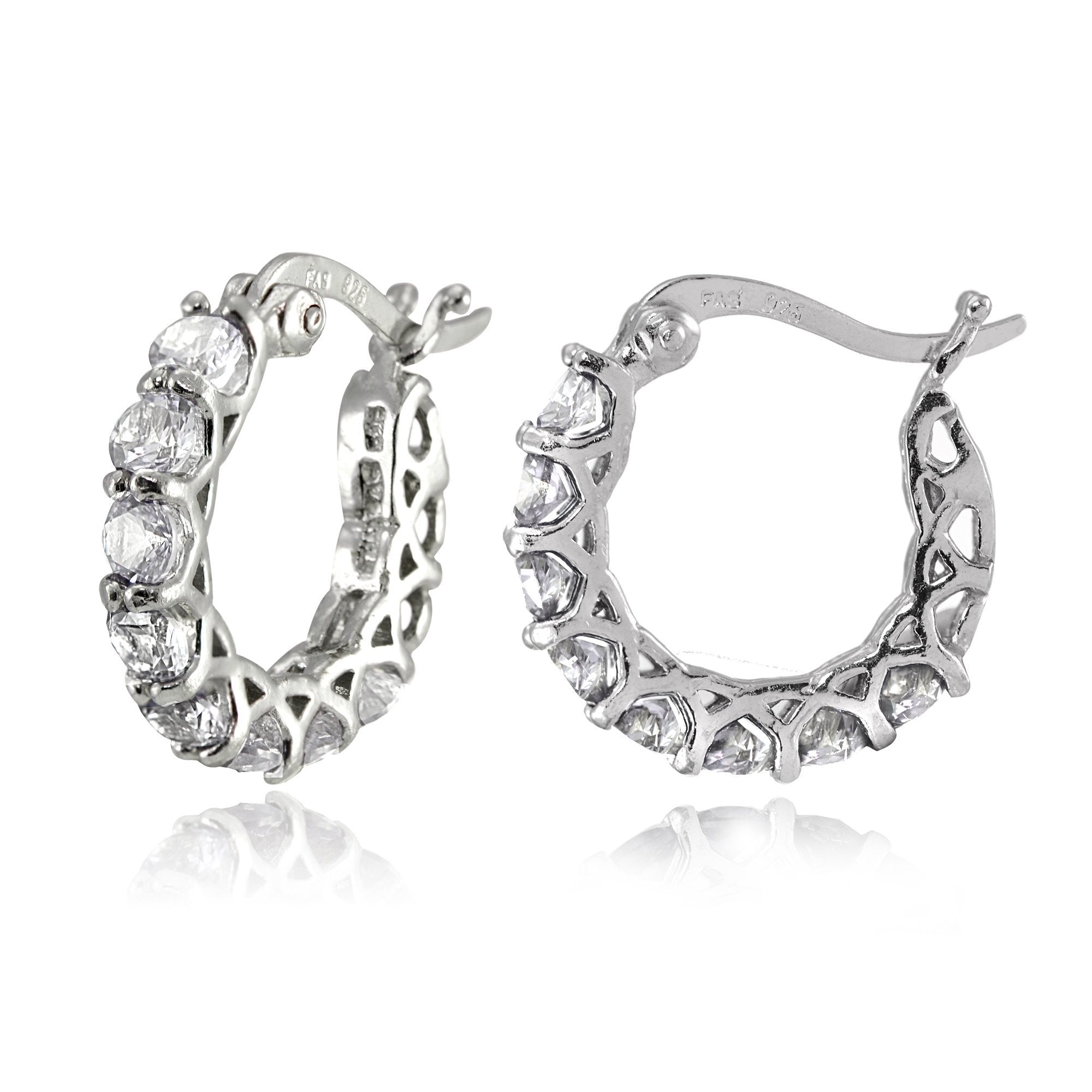 4.00 CT Luxe Crystal 1" French Lock Hoop Earringin  Silvertone, Earring, Riakoob Jewelry, Riakoob Jewelry  jewelryjewelry deals, swarovski crystal jewelry, groupon jewelry,, jewelry for mom,