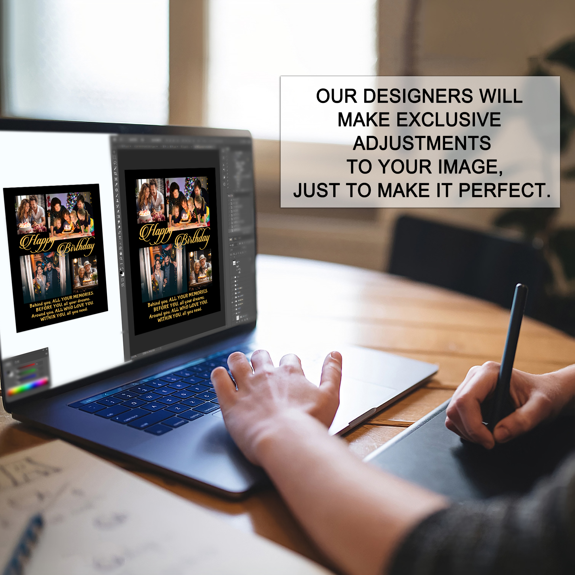 HAINON Happy Birthday Gifts, Customized Birthday Picture Blanket, Personalized Throw with 4 Photos, Cozy, Heartwarming Memories, Ideal Keepsake Gift for Loved Ones