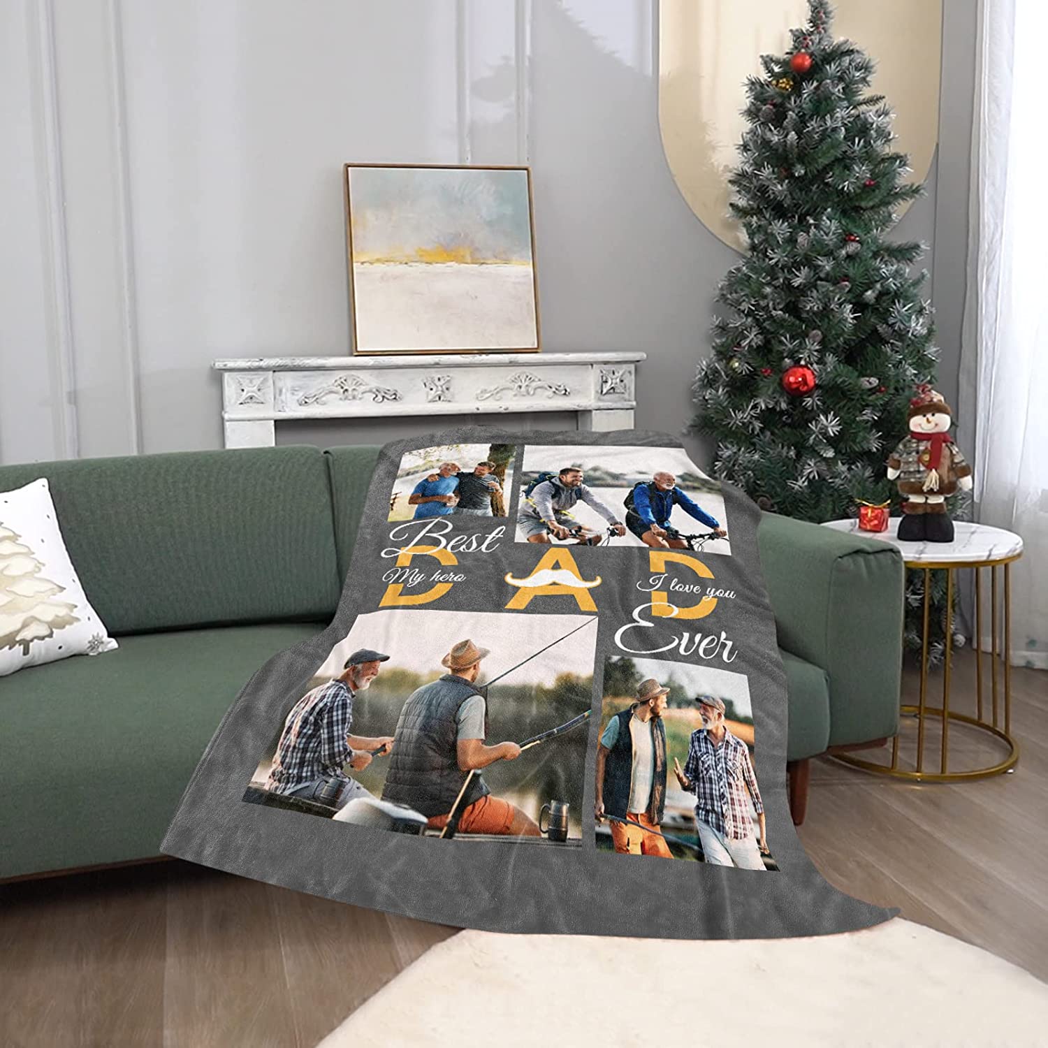  Personalized Custom Blanket with Photo to Dad Men from Daughter Son-A Loves Gift