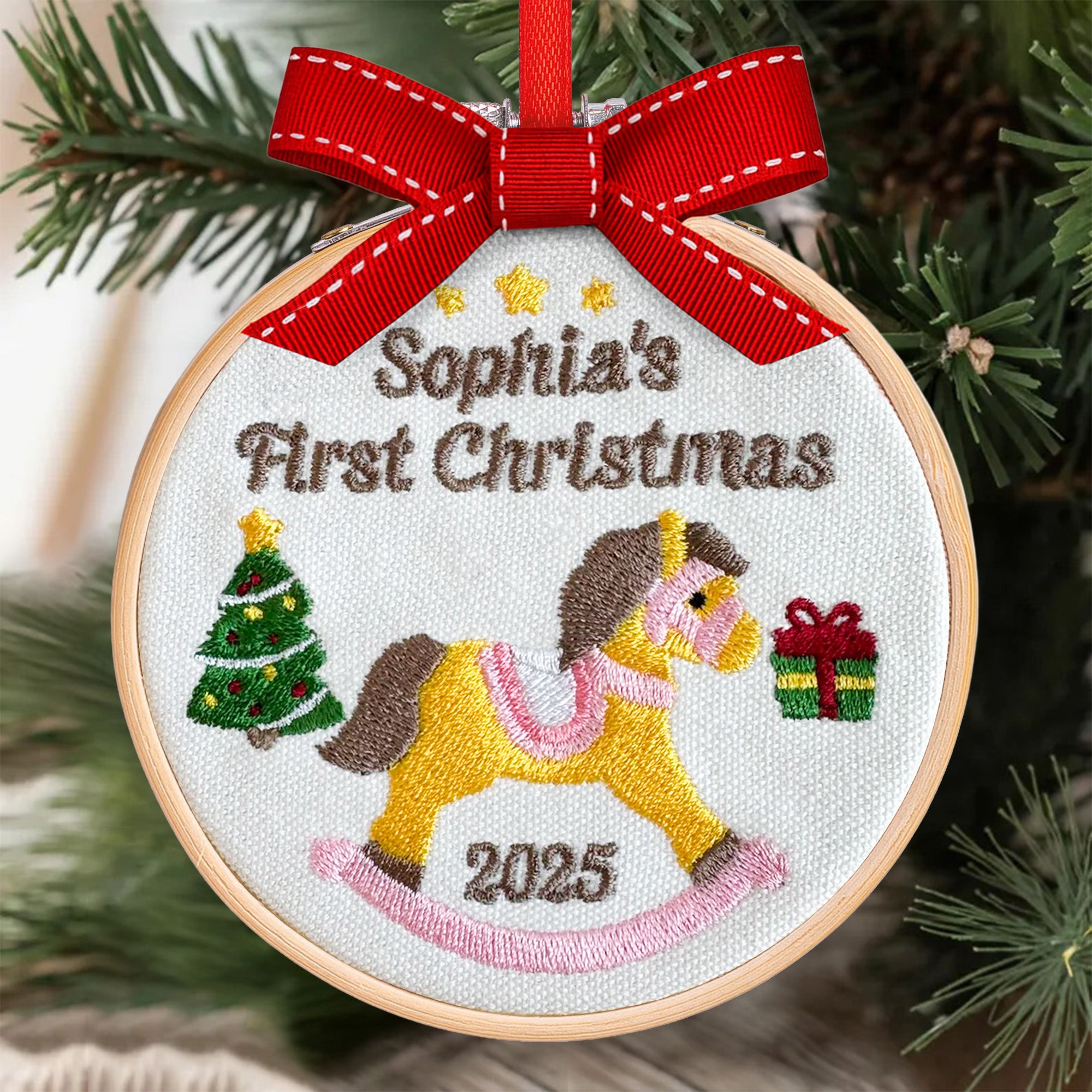 Baby's First Christmas Newborn Gift - Personalized Embroidered Ornament