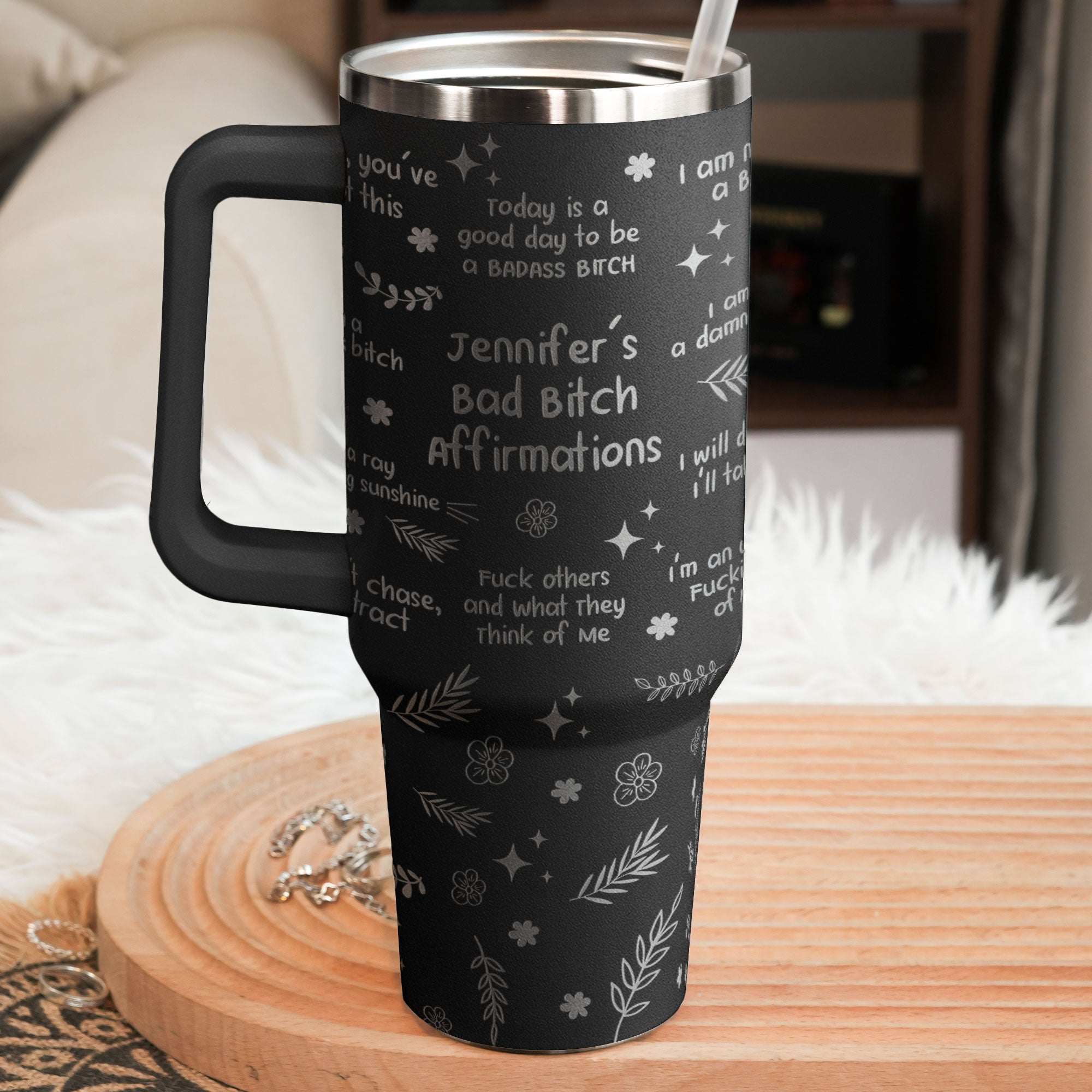 Bad B*tch Affirmations - Funny Gifts For Coworkers, Friends - Personalized 40oz Tumbler