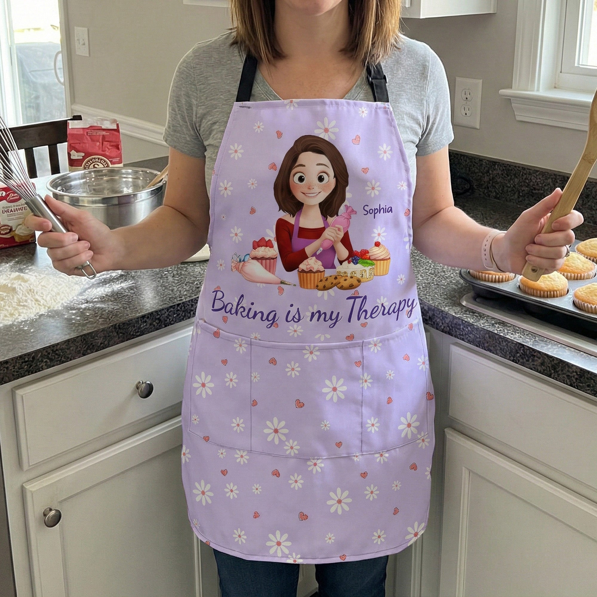 Baking Is My Therapy - Personalized Apron