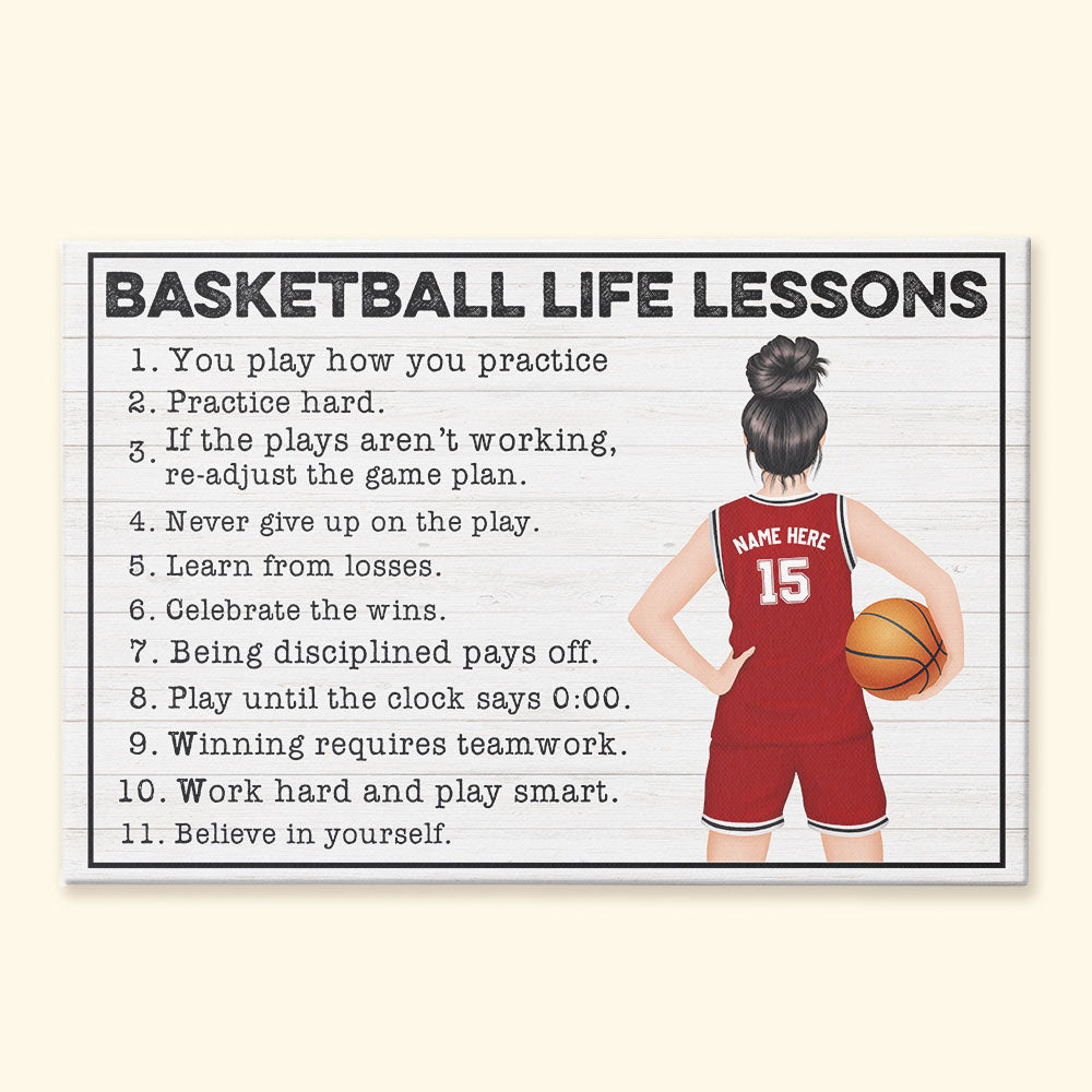 Basketball Life Lessons For Girl - Personalized Poster/Wrapped Canvas - Gift For Basketball Lovers