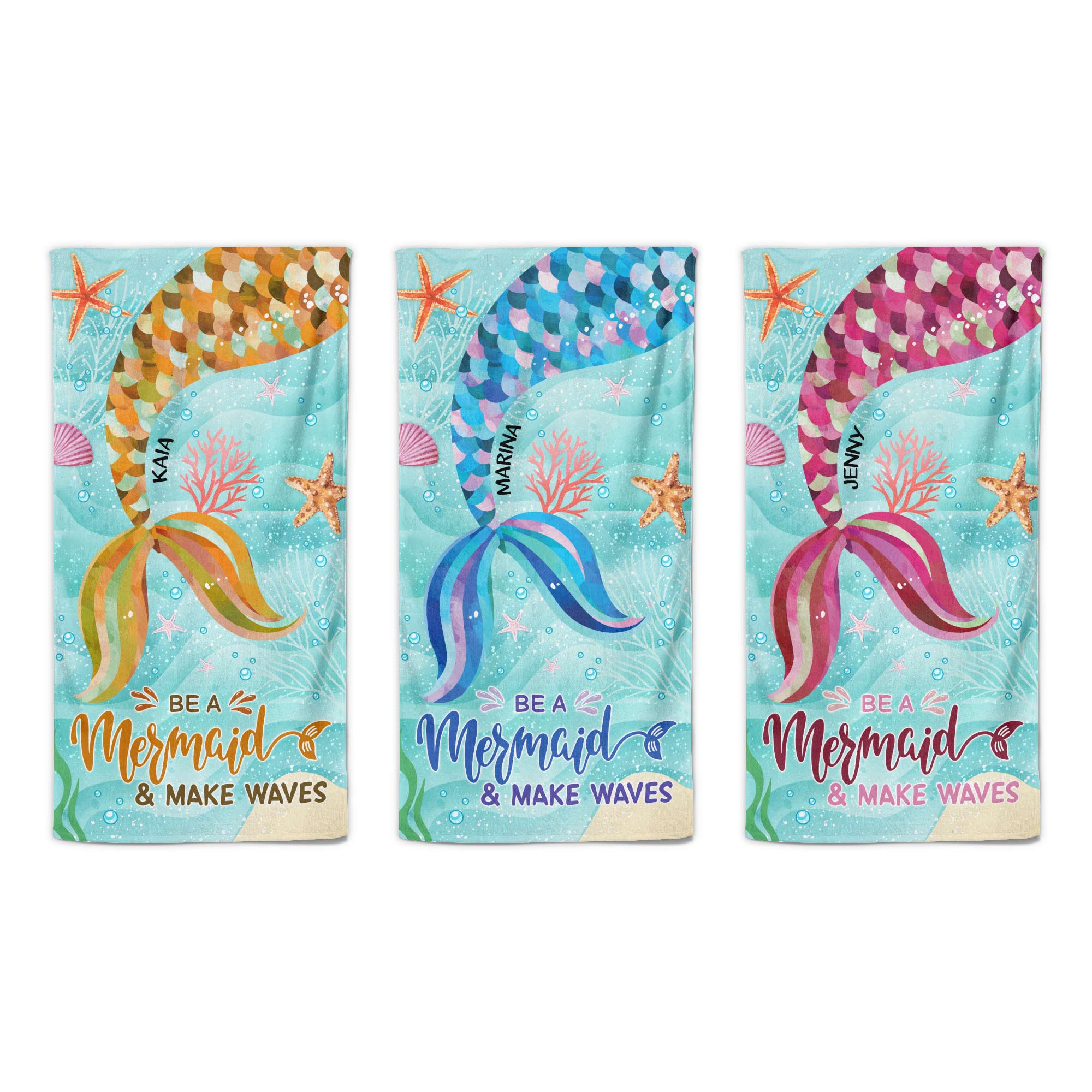 Be A Mermaid & Make Waves - Personalized Beach Towel