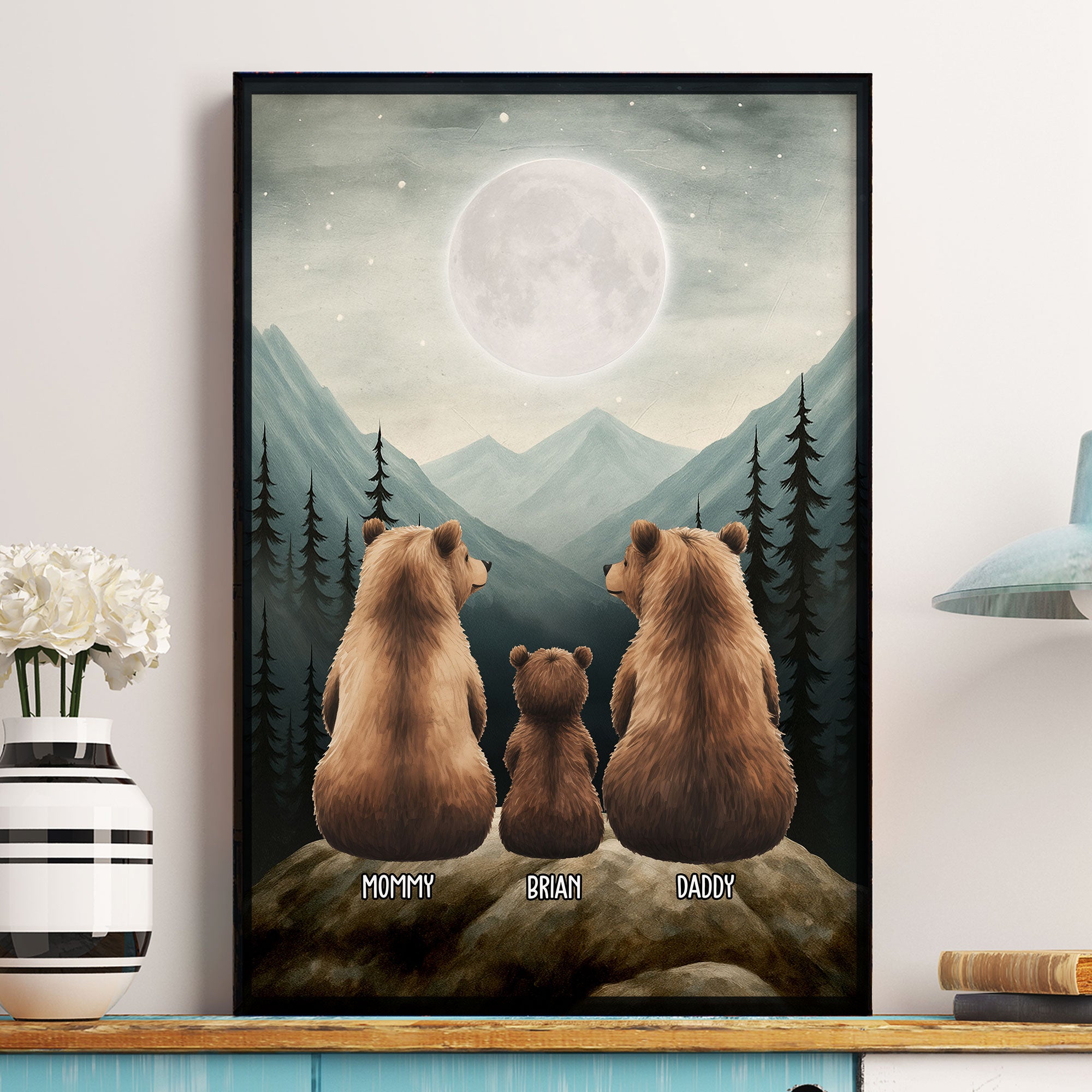 Bear Family Art Home Decor - Personalized Poster