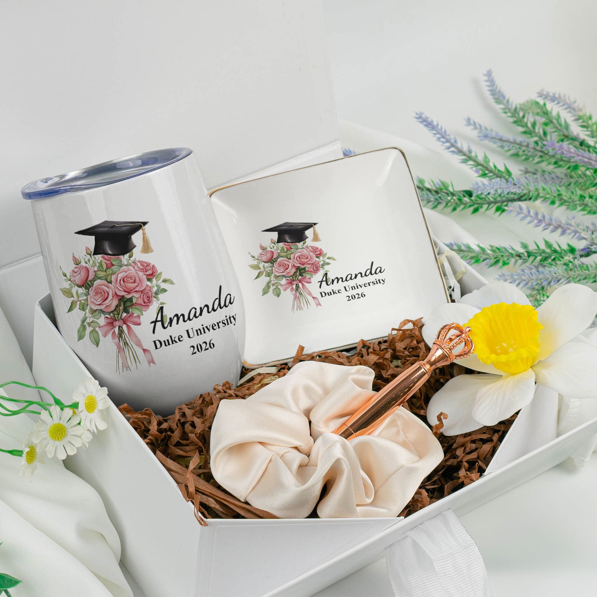 Behind You All Your Memories Custom Birth Month Flower - Graduation Gift Box Set
