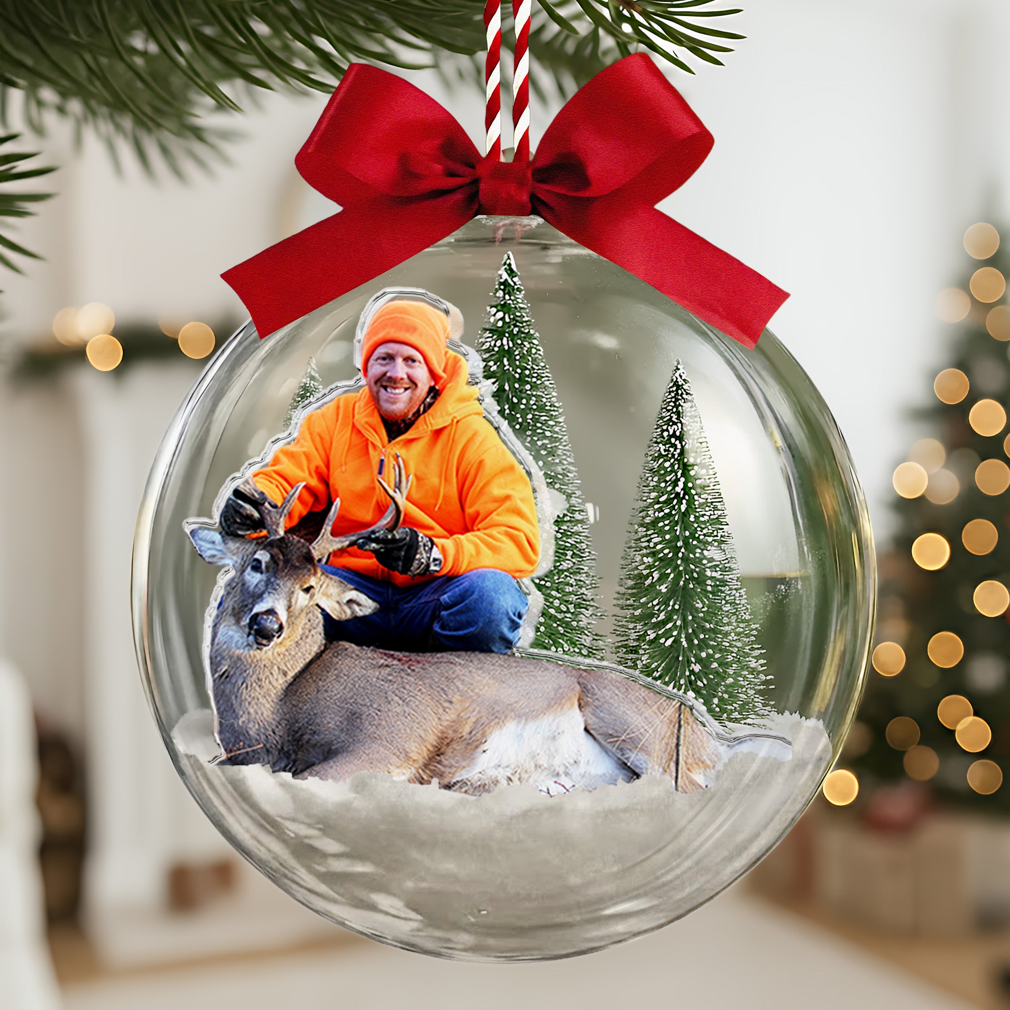 Best Buckin' Papa Ever - Personalized Christmas Ball Photo Ornament