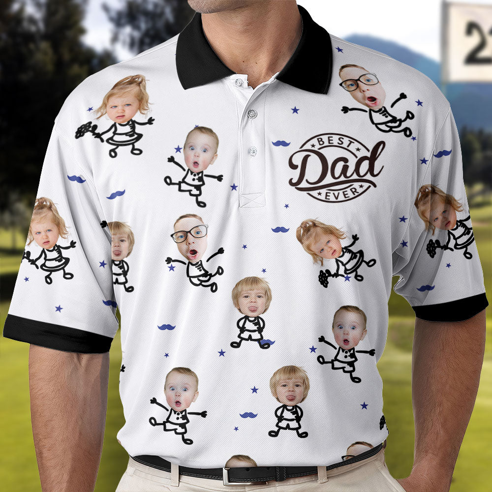 Best Dad Ever Gift For Dad, Grandpa - Personalized Photo Polo Shirt