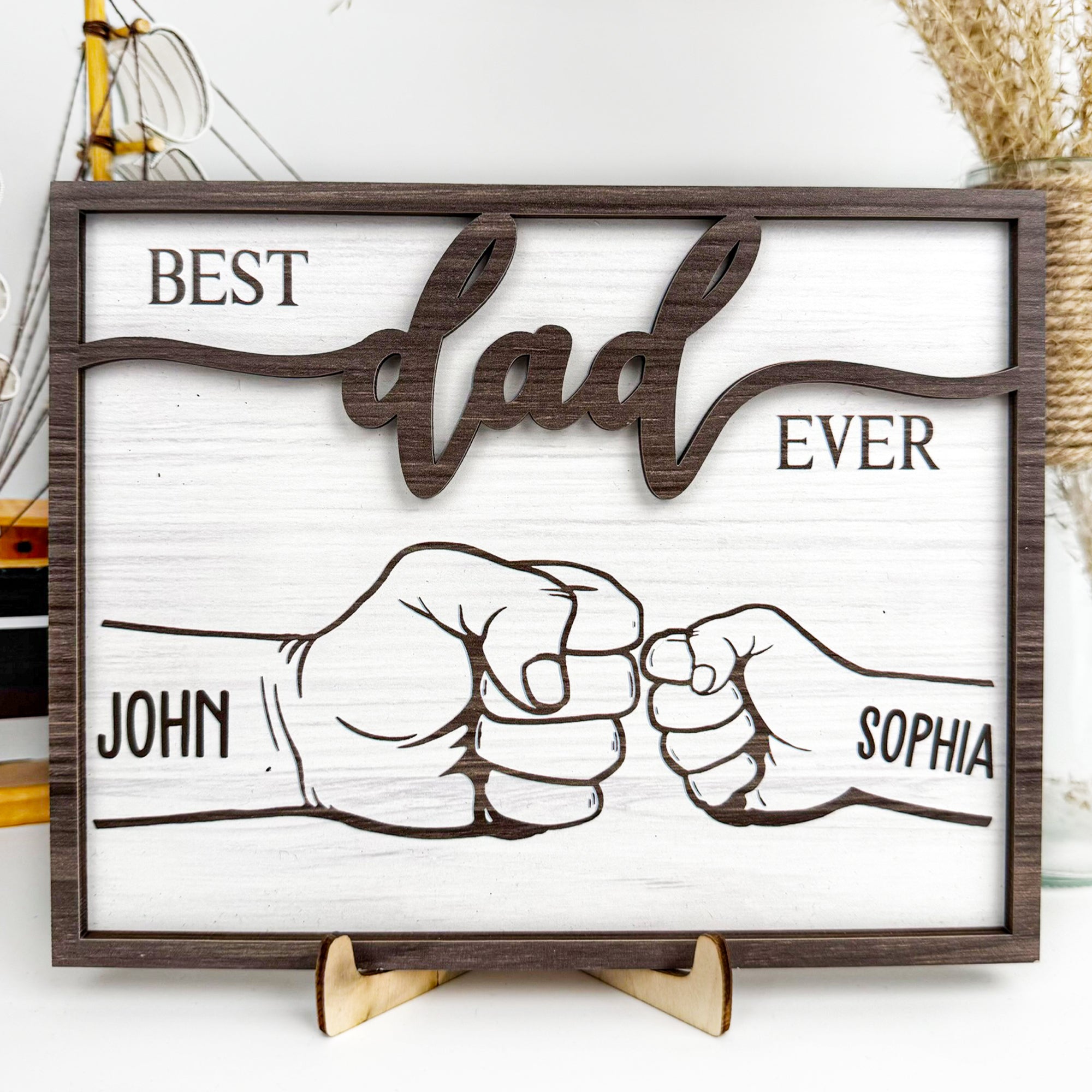 Best Dad Ever - New Version - Personalized Wooden Plaque