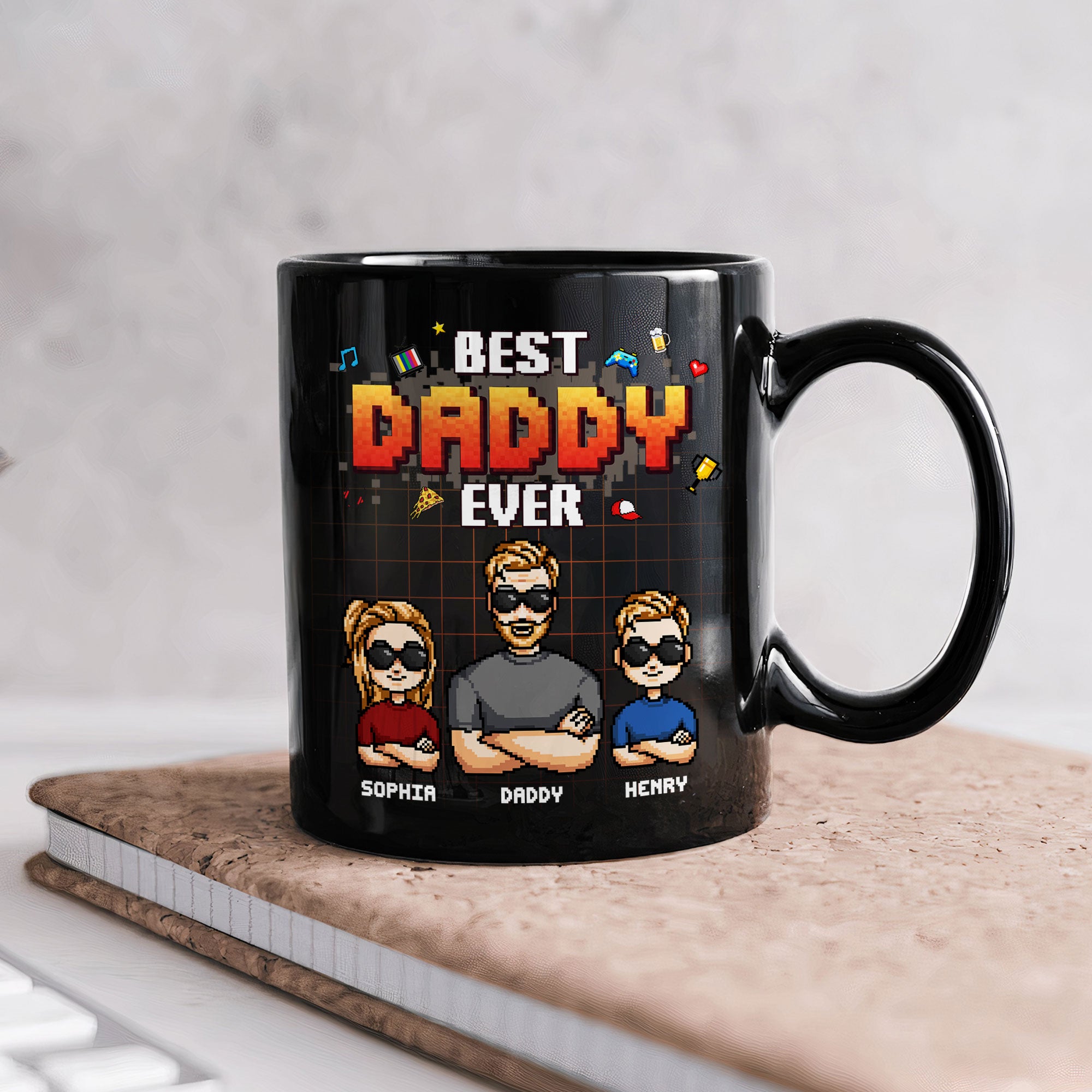 Best Dad Ever - Pixel Style - Personalized Mug