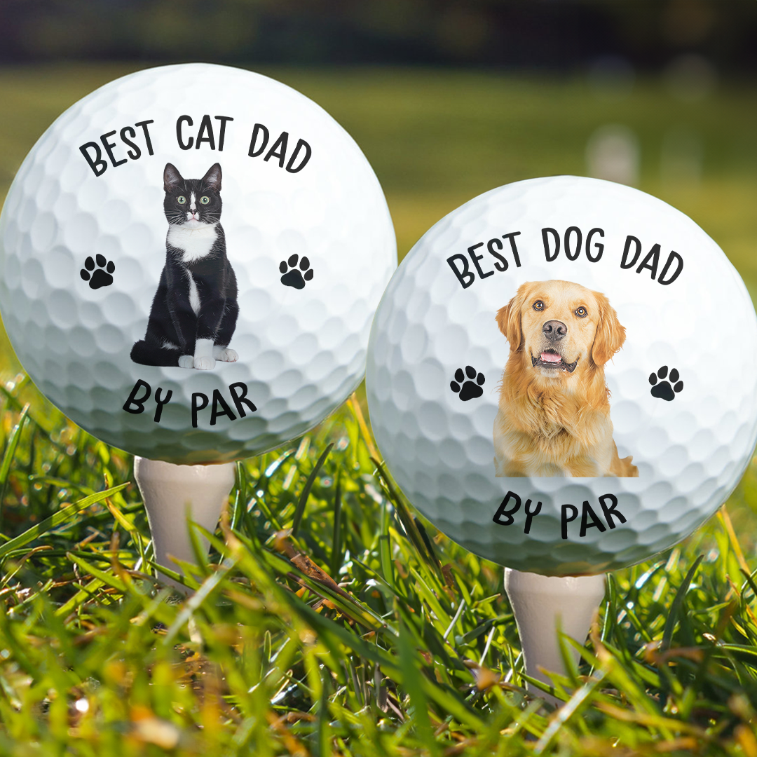 Best Dog Dad By Par Gift For Dog, Cat Dad - Personalized Photo Golf Ball