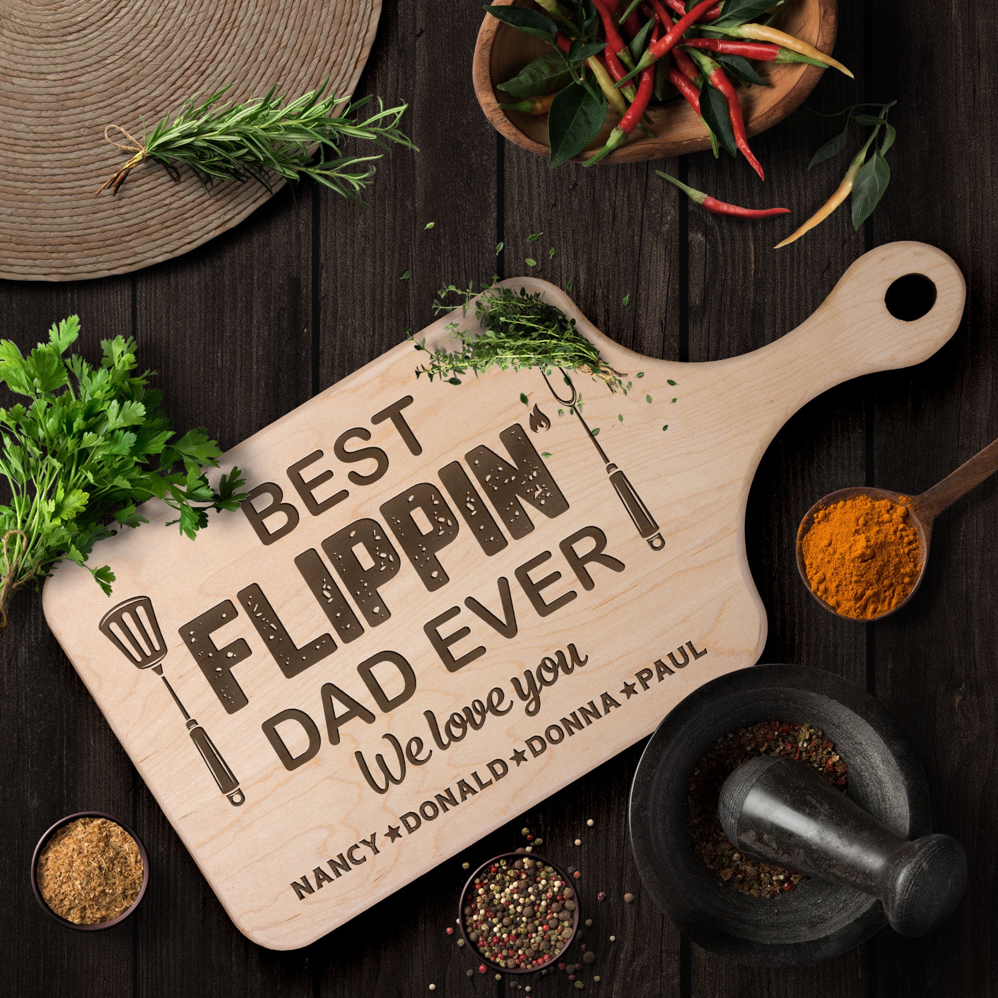 Best Flippin Dad Ever - Personalized Paddle Cutting Board