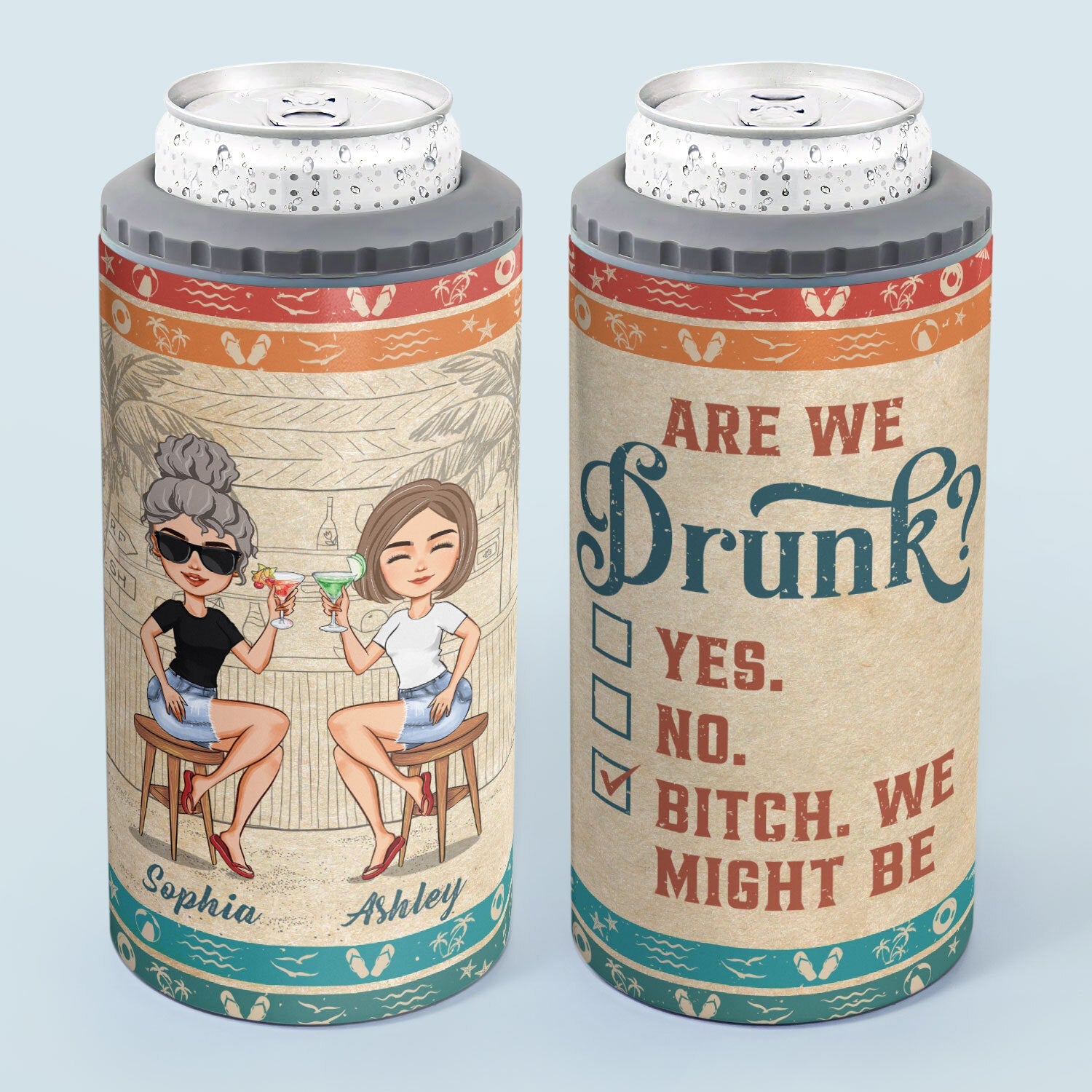 Best Bitches Bonding Over Alcohol - Personalized Can Cooler