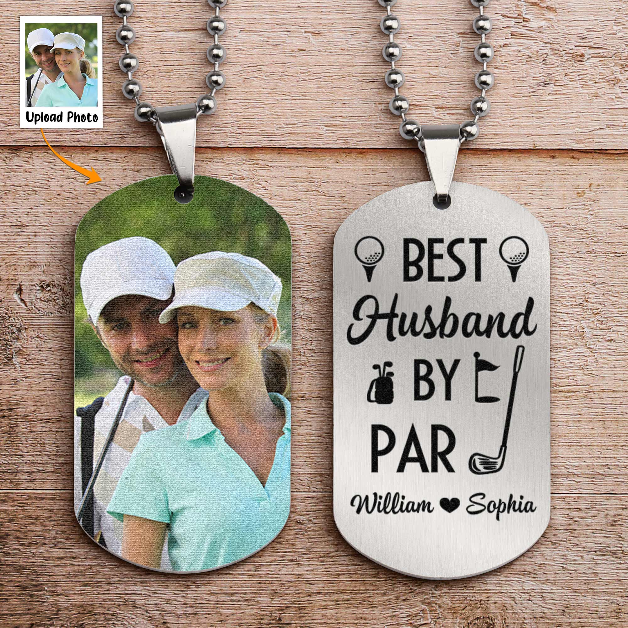 Best Husband By Par - Personalized Photo Dog Tag Necklace