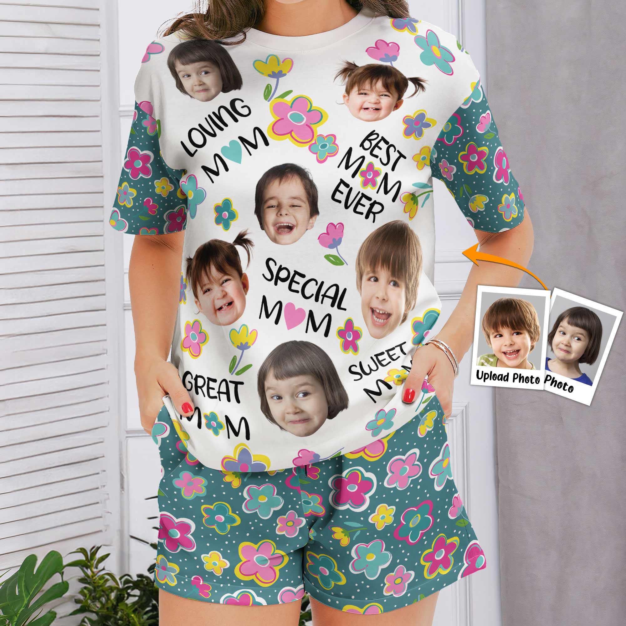Best Mom Ever - Personalized Photo Pajama Shorts Set