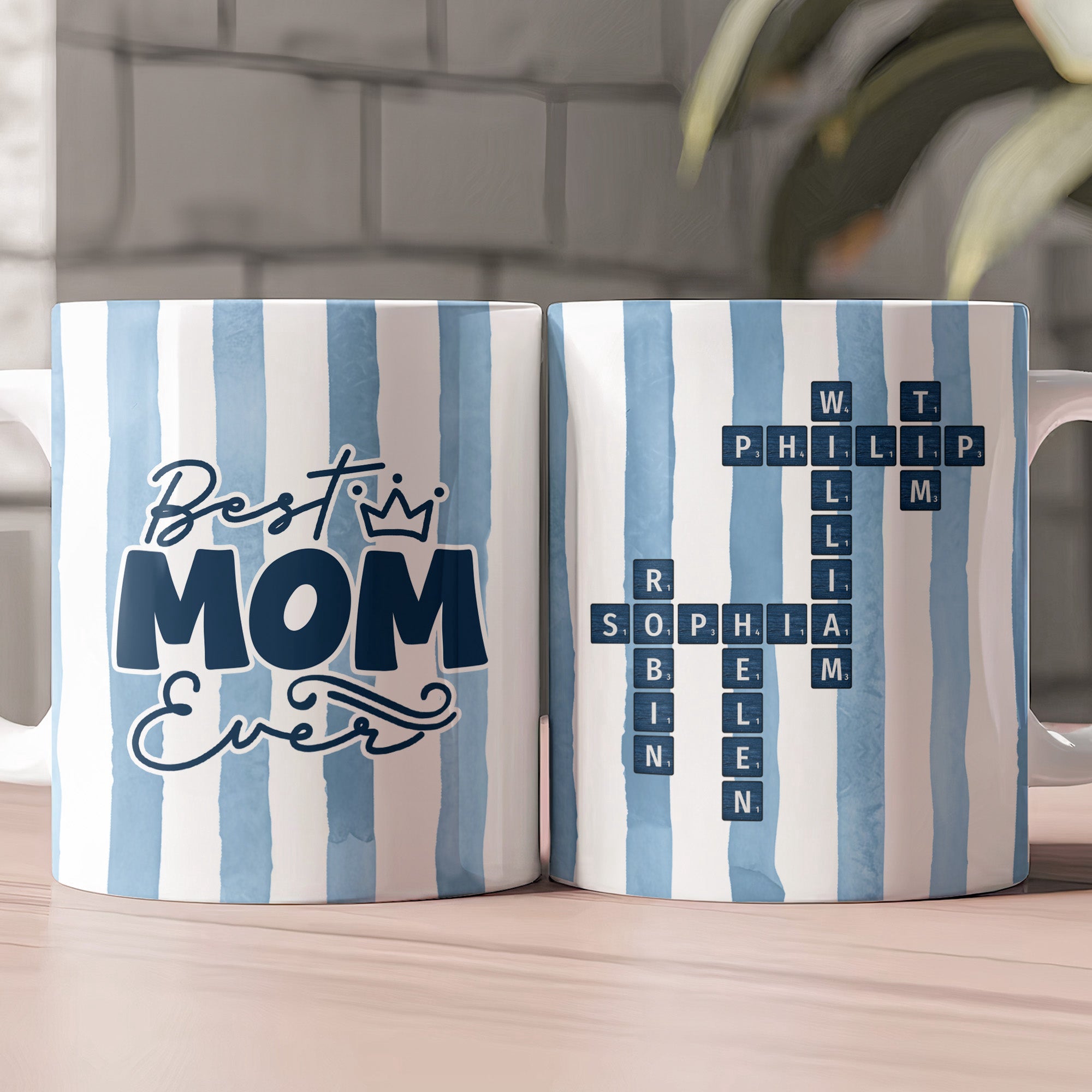 Best Mom Ever Watercolor Scrabble - Personalized Mug