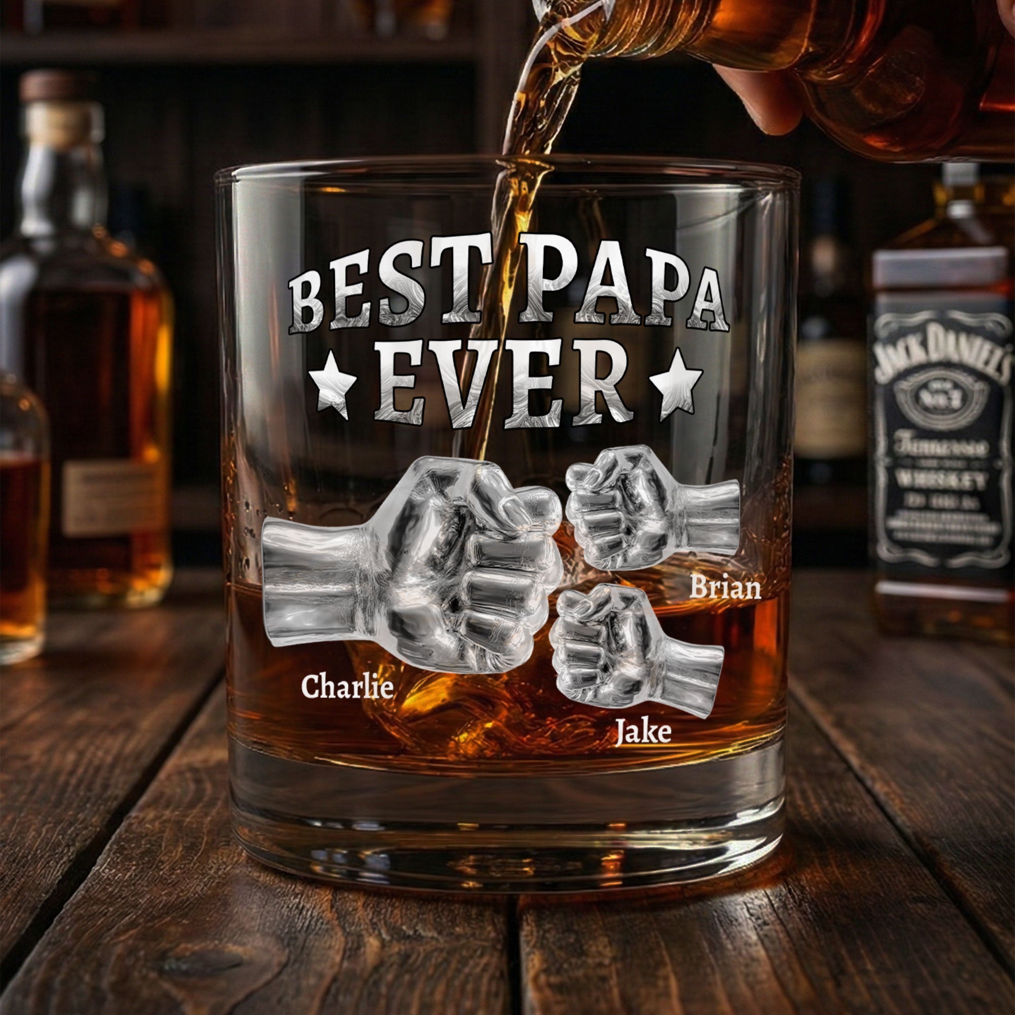 Best Papa Ever Fist Bump - Personalized Whiskey Glass
