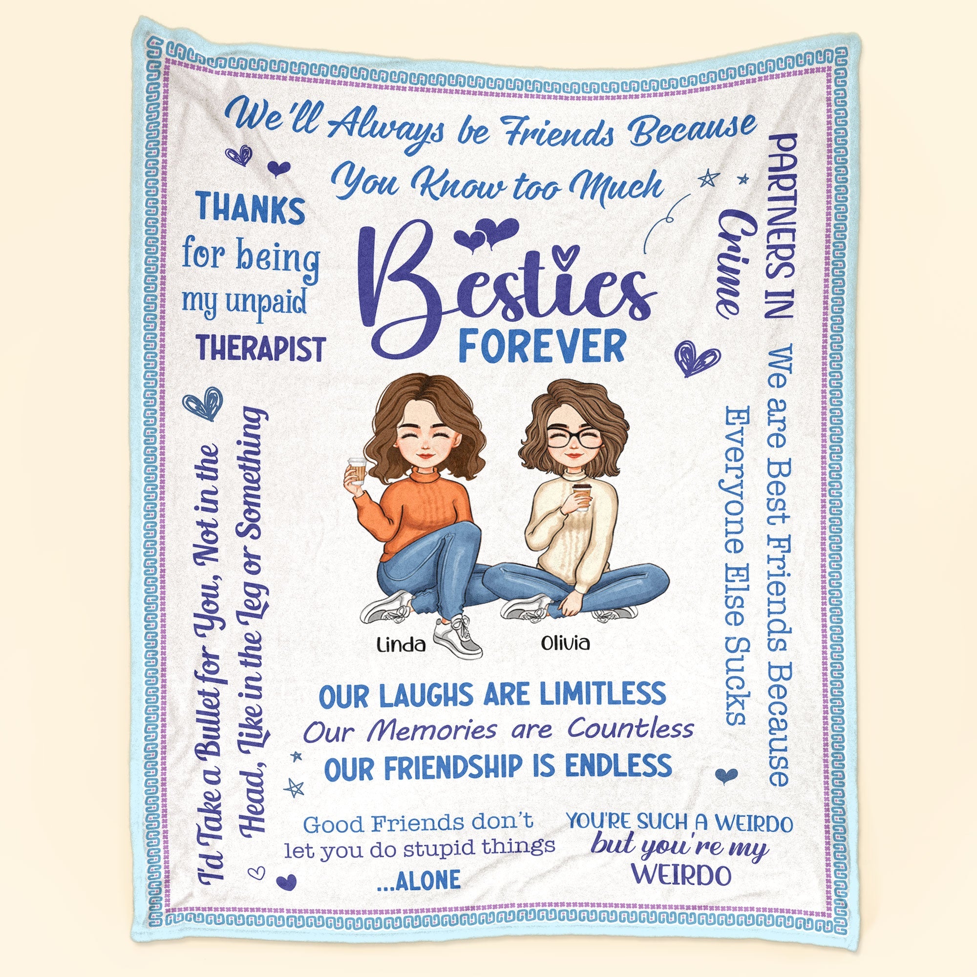 Besties Forever - Personalized Friend Blanket