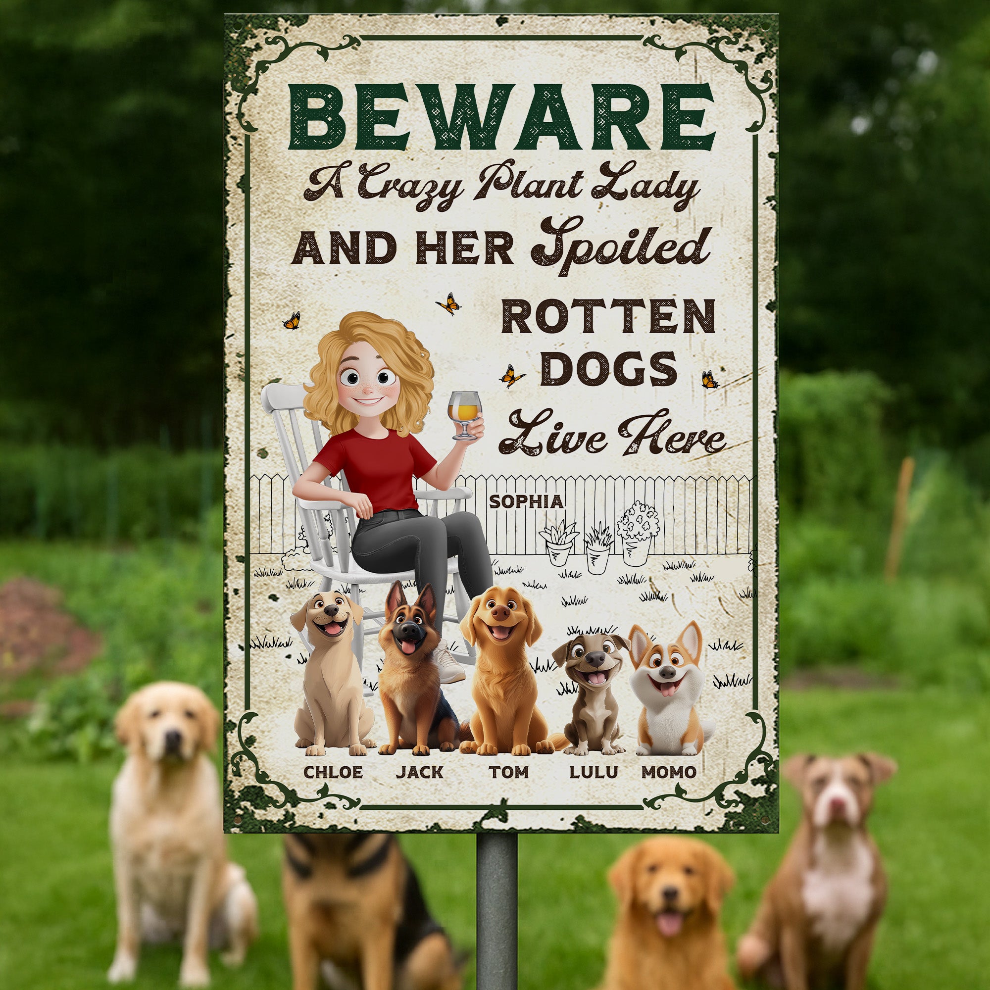 Beware A Crazy Plant Lady - Personalized Metal Sign