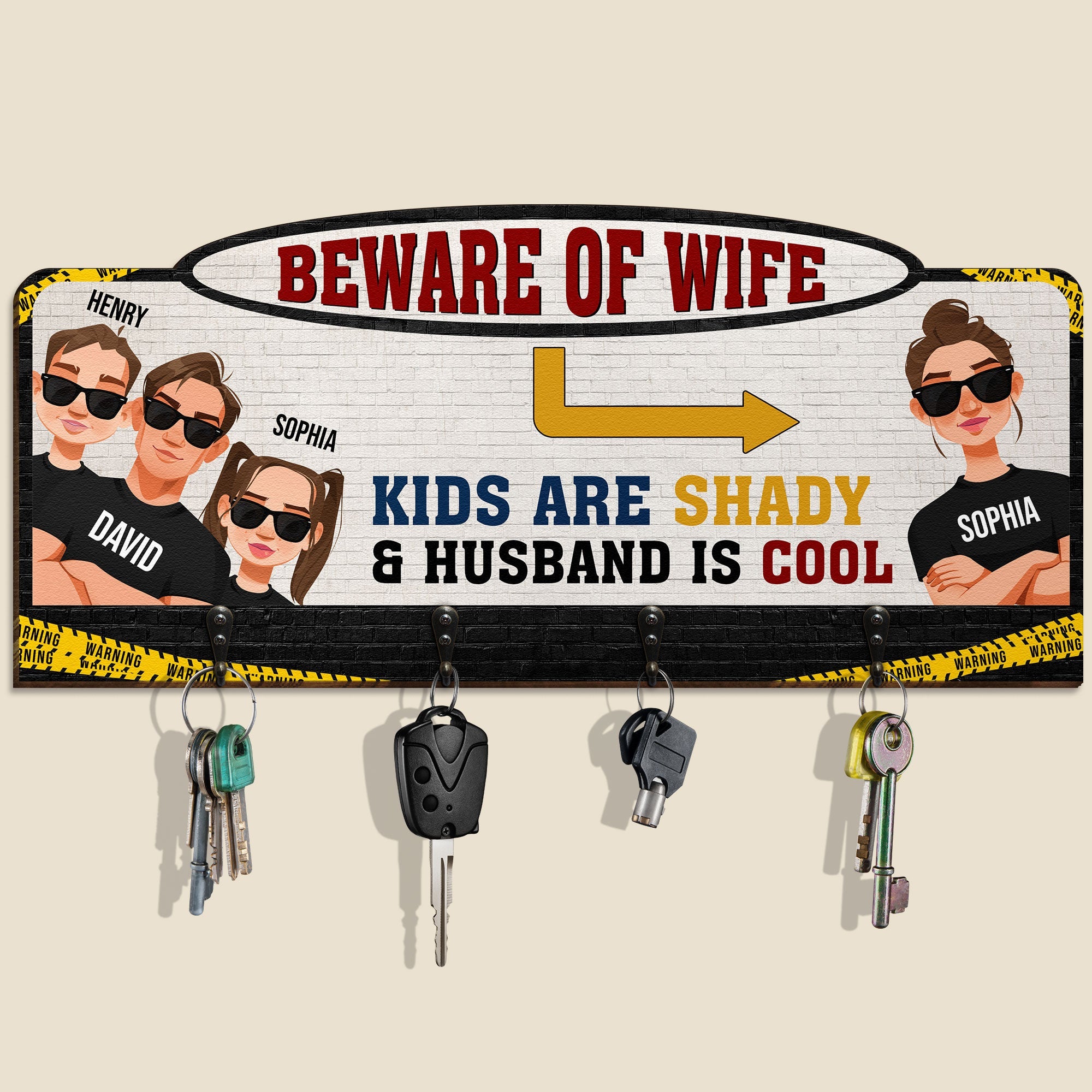 Beware Of Wife - Personalized Key Holder