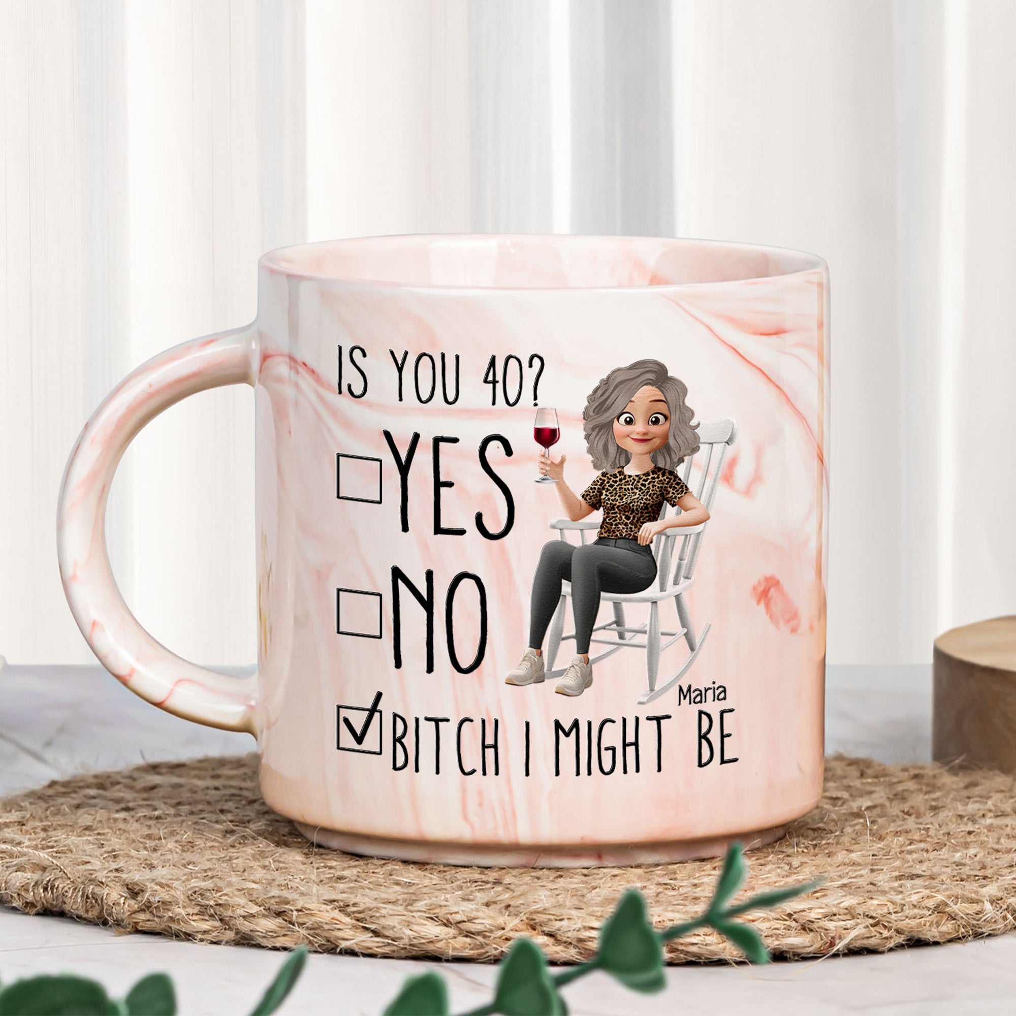 Birthday Gifts For Women, Friends, Mom - Turning Custom Age - Personalized Marble Mug