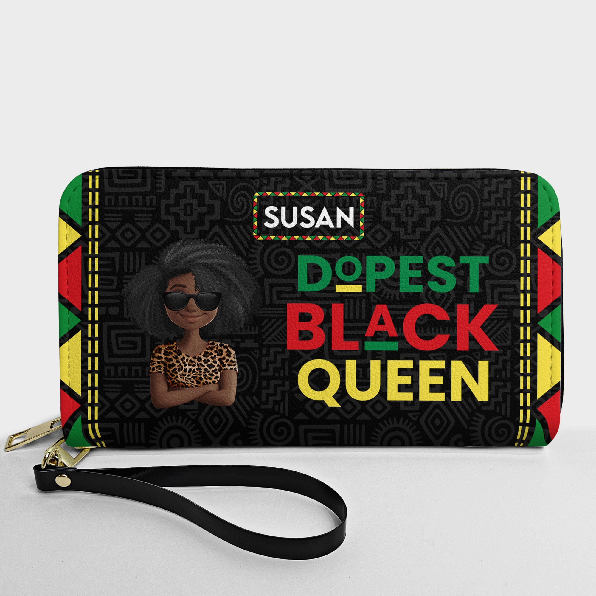 Black Queen - Personalized Leather Long Wallet