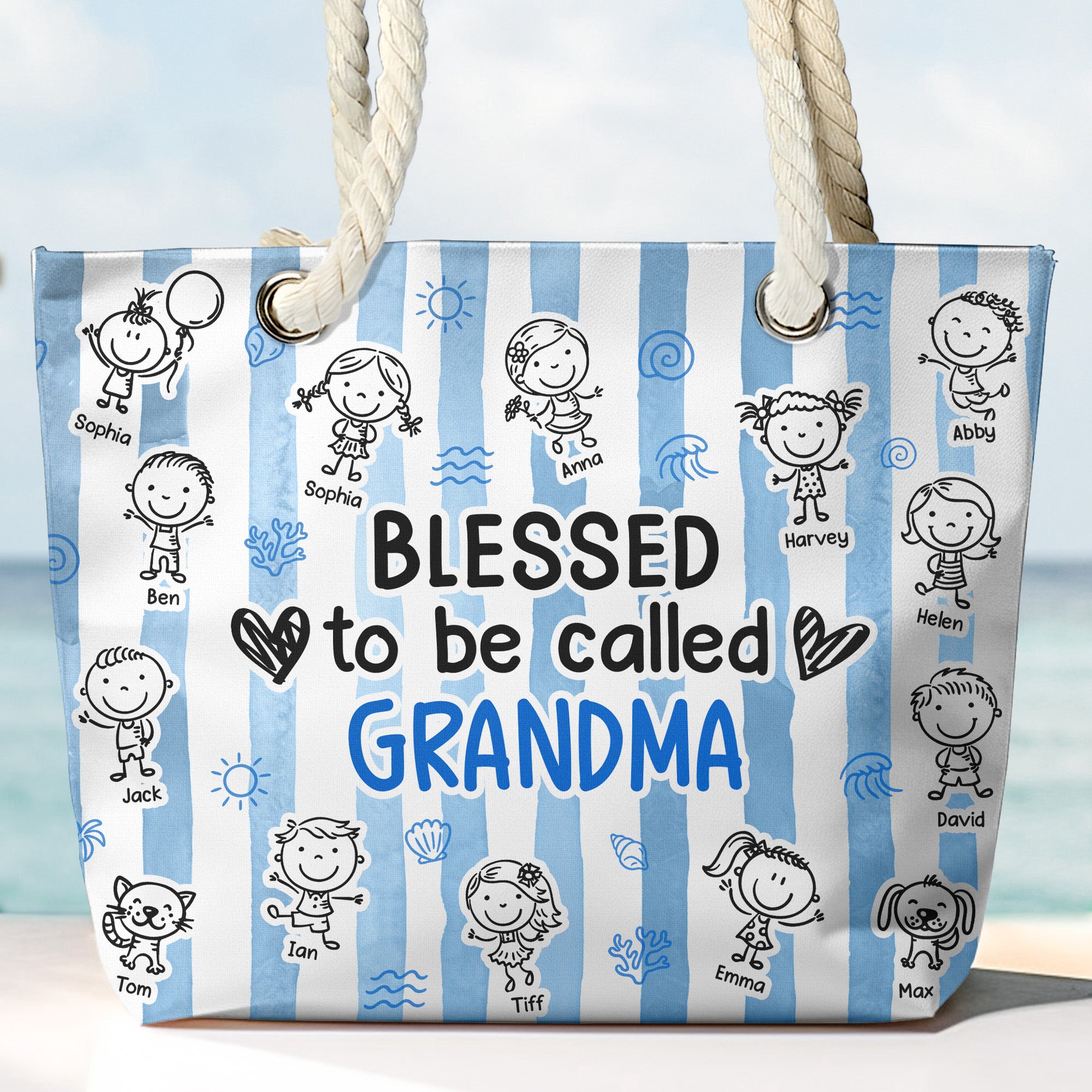 Blessed To Be Called Grandma - Personalized Beach Bag