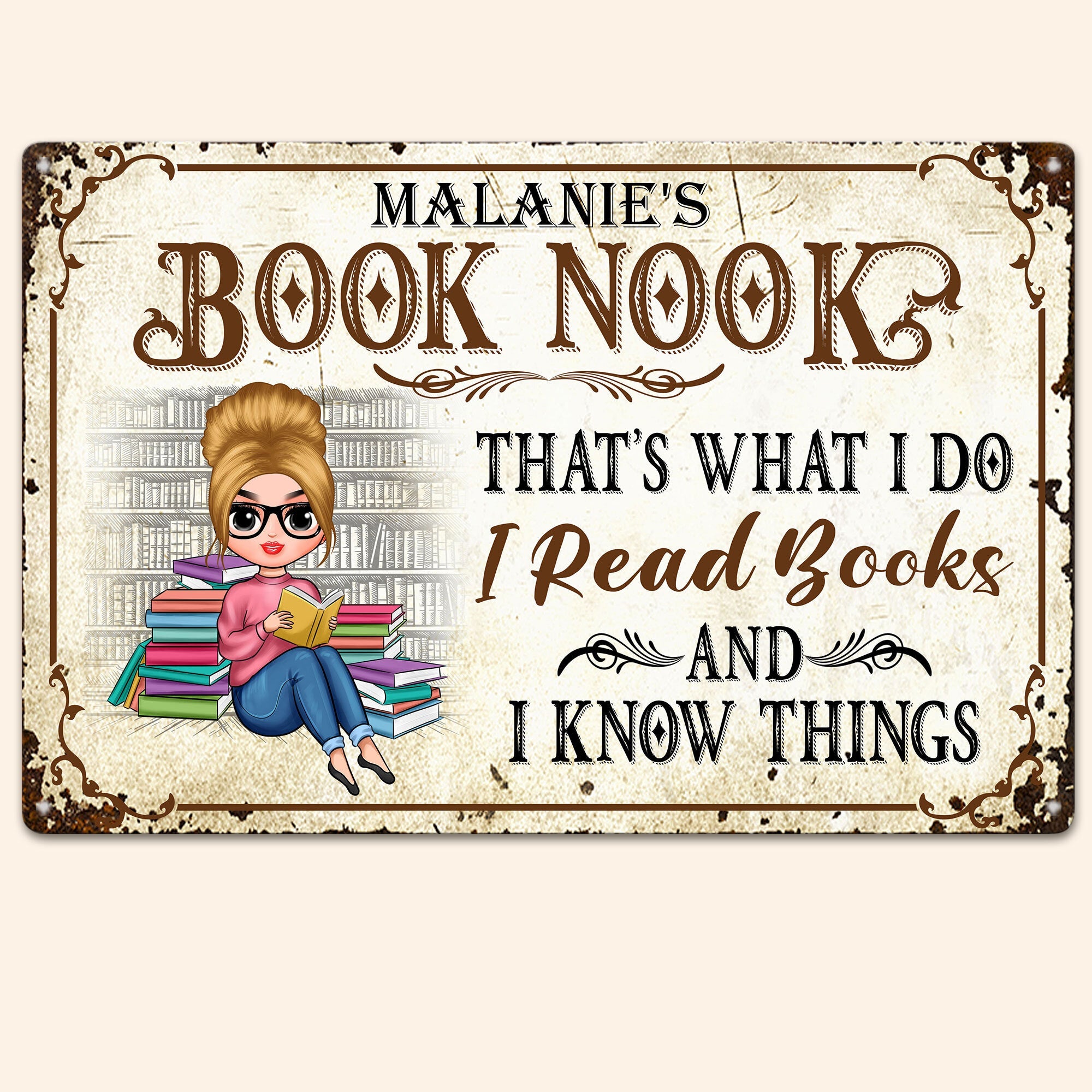 Book Nook, That's What I Do, I Read Books - Personalized Metal Sign