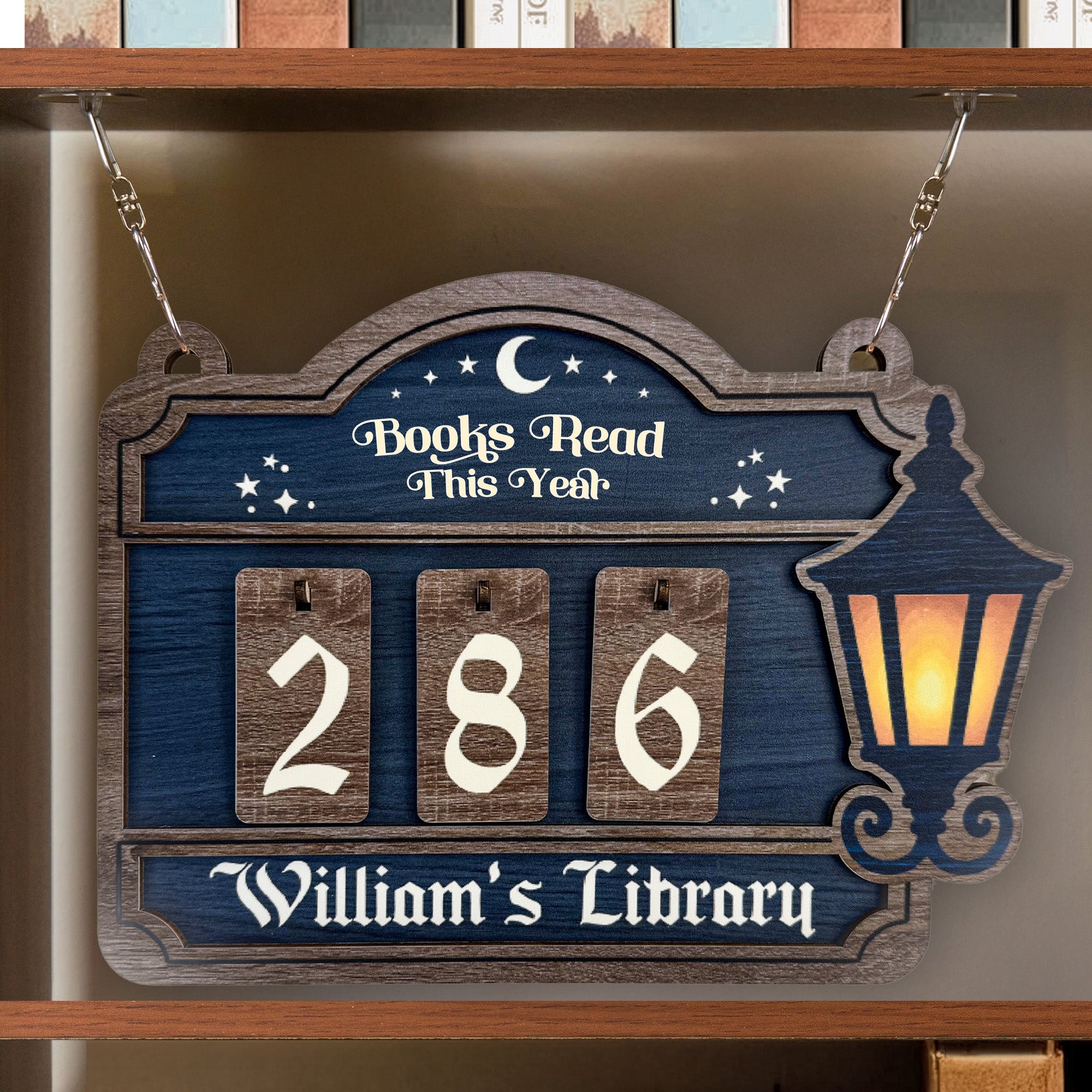 Books Read, Book Lover - Personalized Hanging Bookshelf Counter