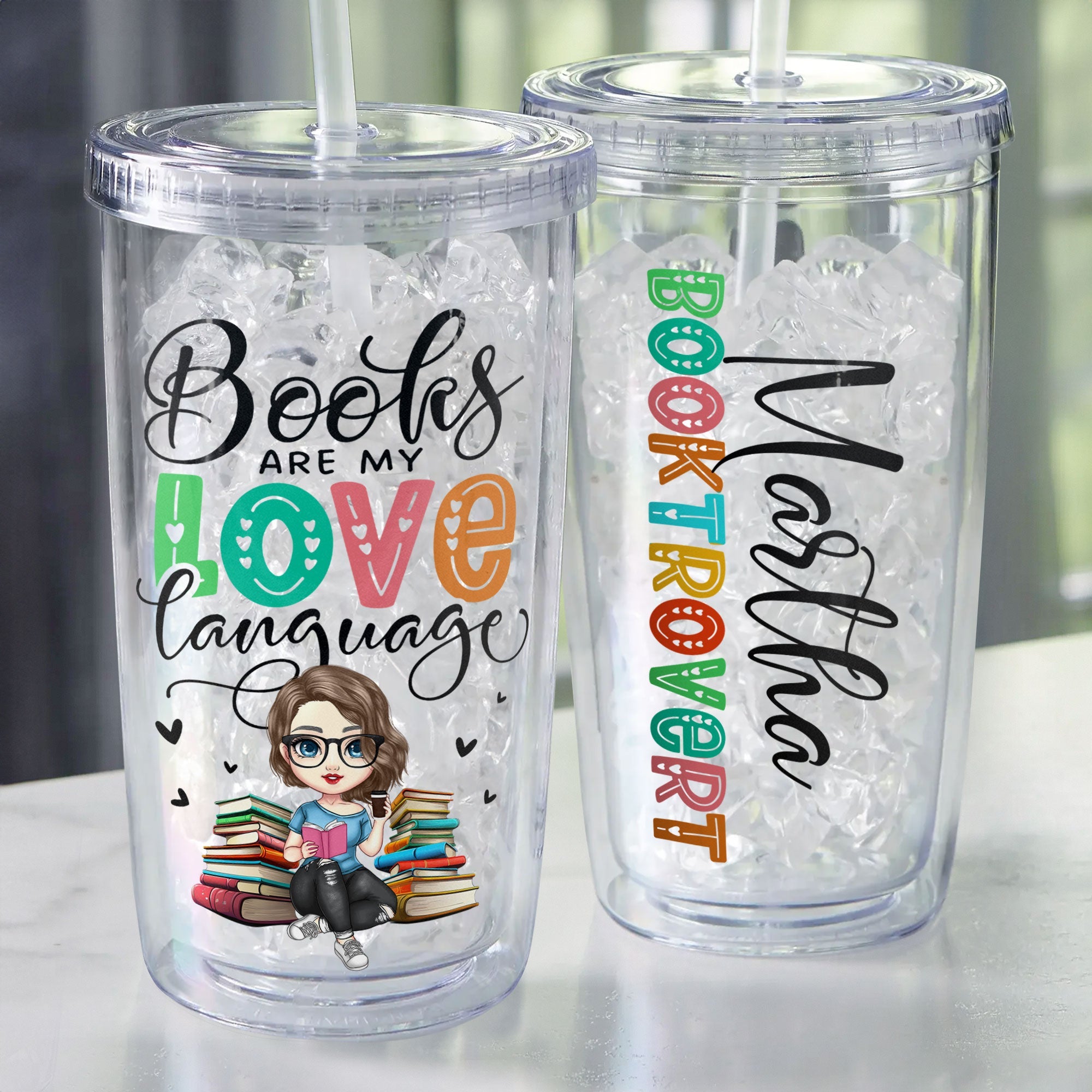 Booktrovert - Personalized Acrylic Tumbler With Straw