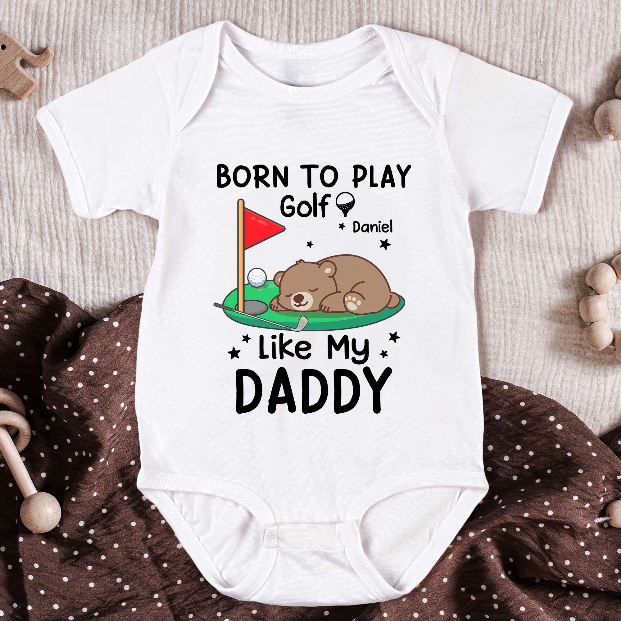 Born To Play Golf Like My Daddy - Personalized Baby Bodysuit