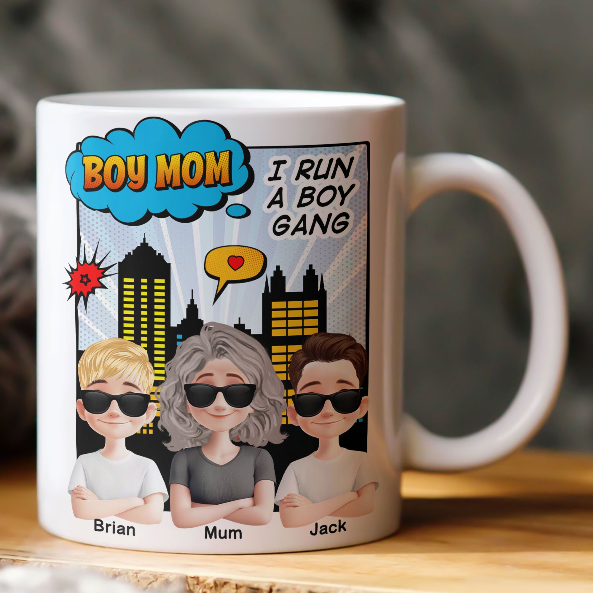 Boy Mom I Run A Boy Gang - Personalized Mug