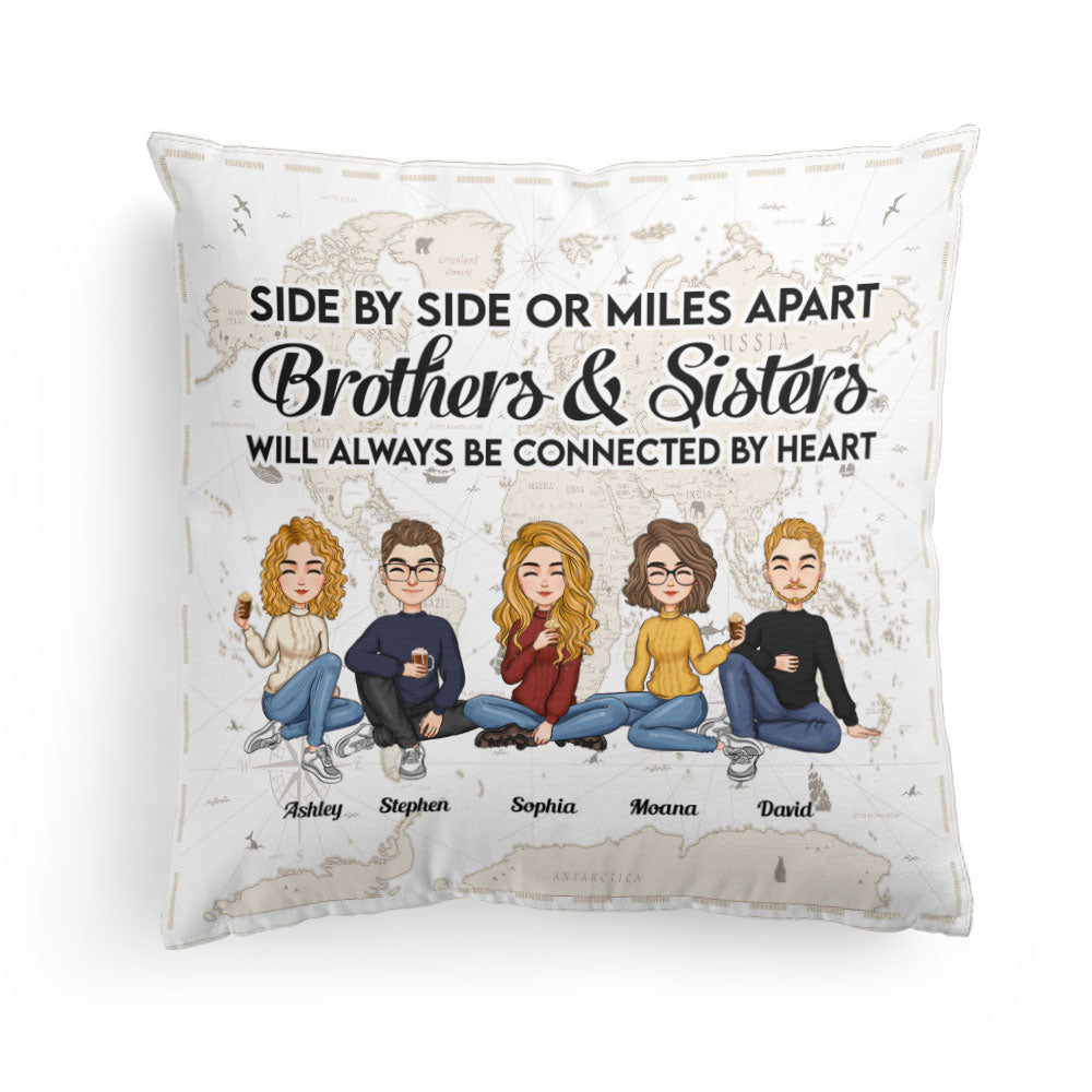 Brothers & Sisters - Always Be Connected By Heart  - Personalized Pillow (Insert Included)
