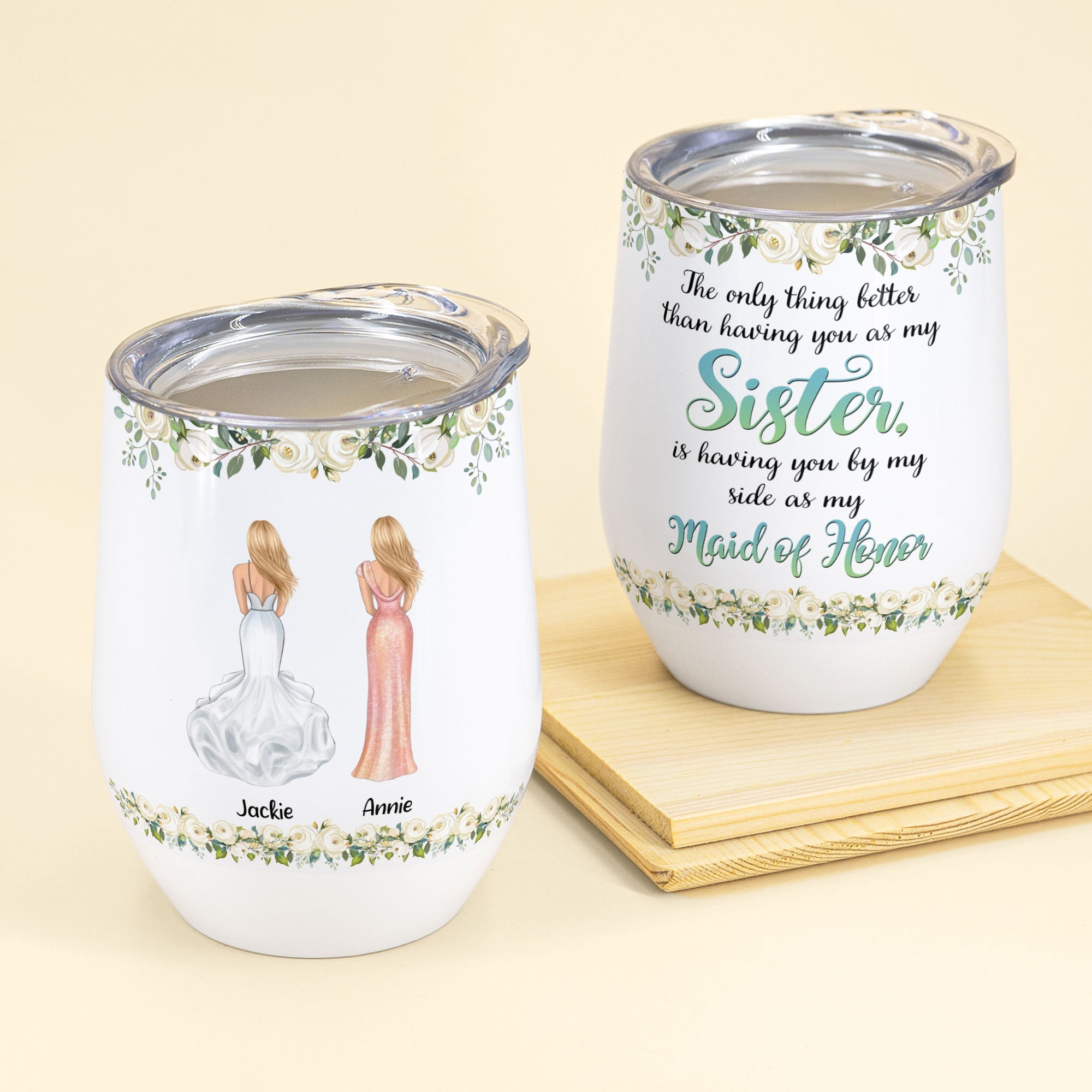 By My Side As My Maid Of Honor - Personalized Wine Tumbler